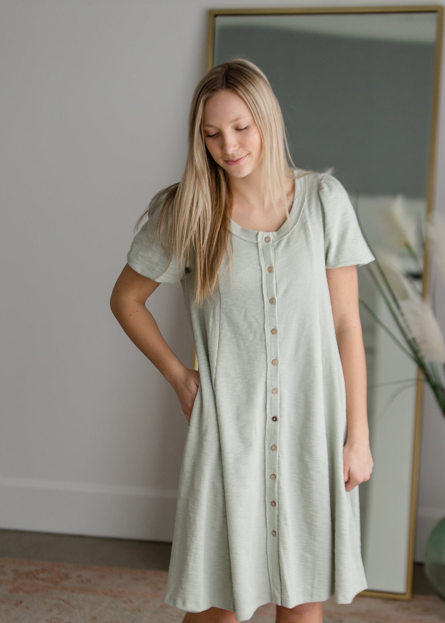 Knit Button Up Midi Dress Dresses Polygram