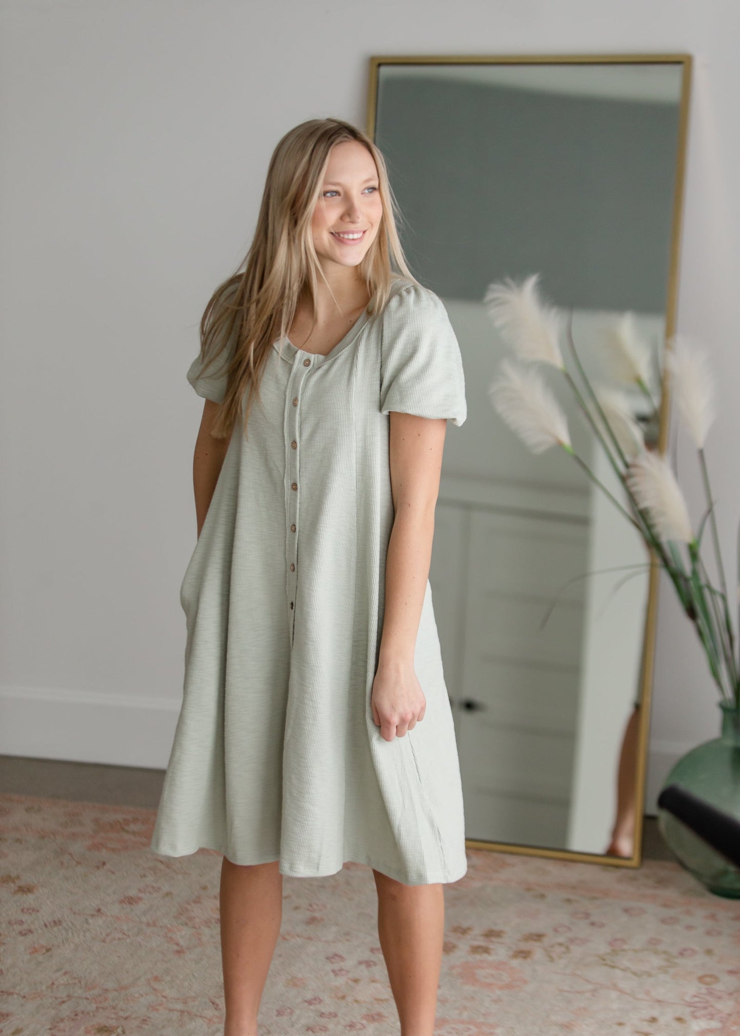 Knit Button Up Midi Dress Dresses Polygram