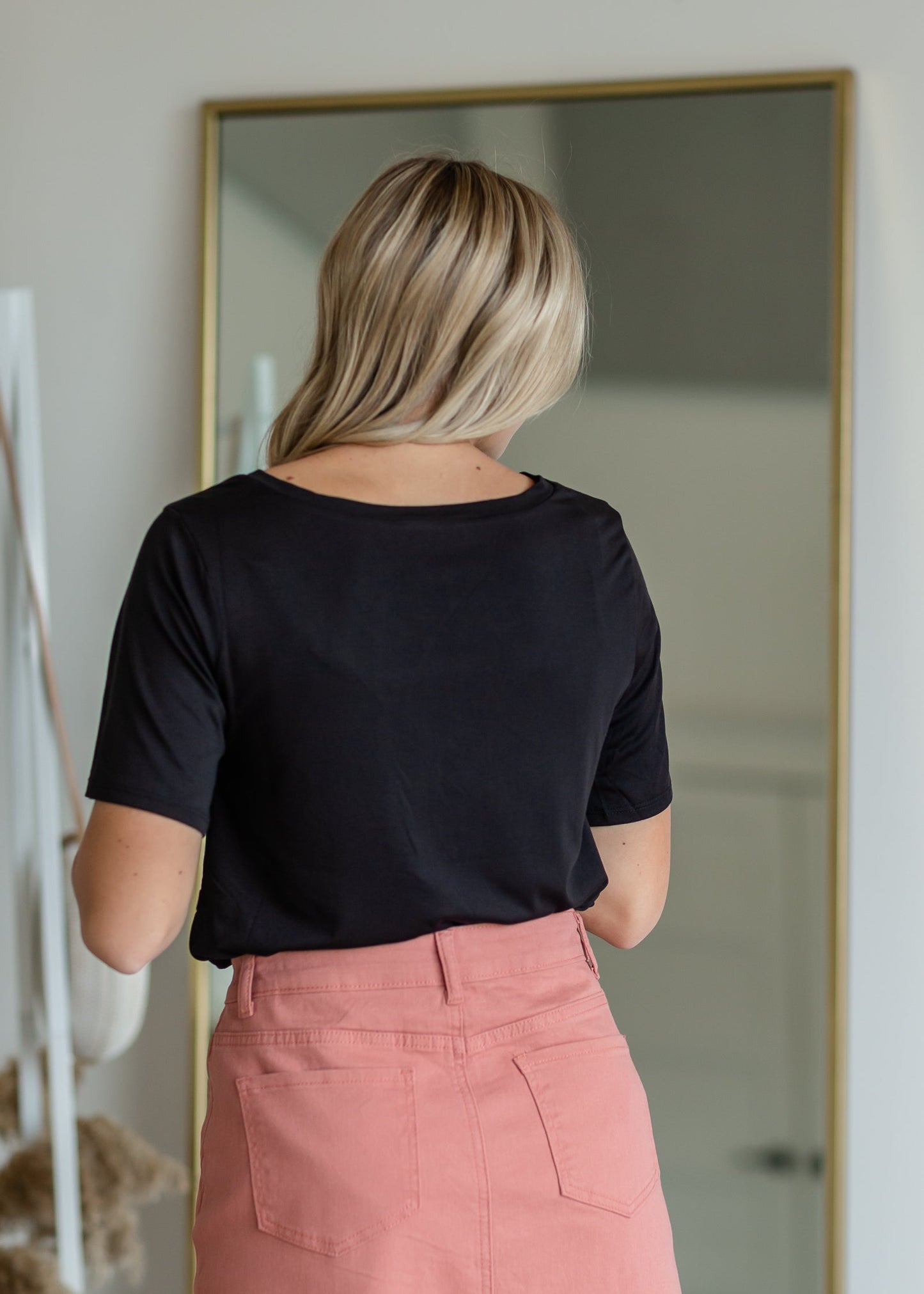 Knit V-Neck Front Pocket Tee Shirt Zenana