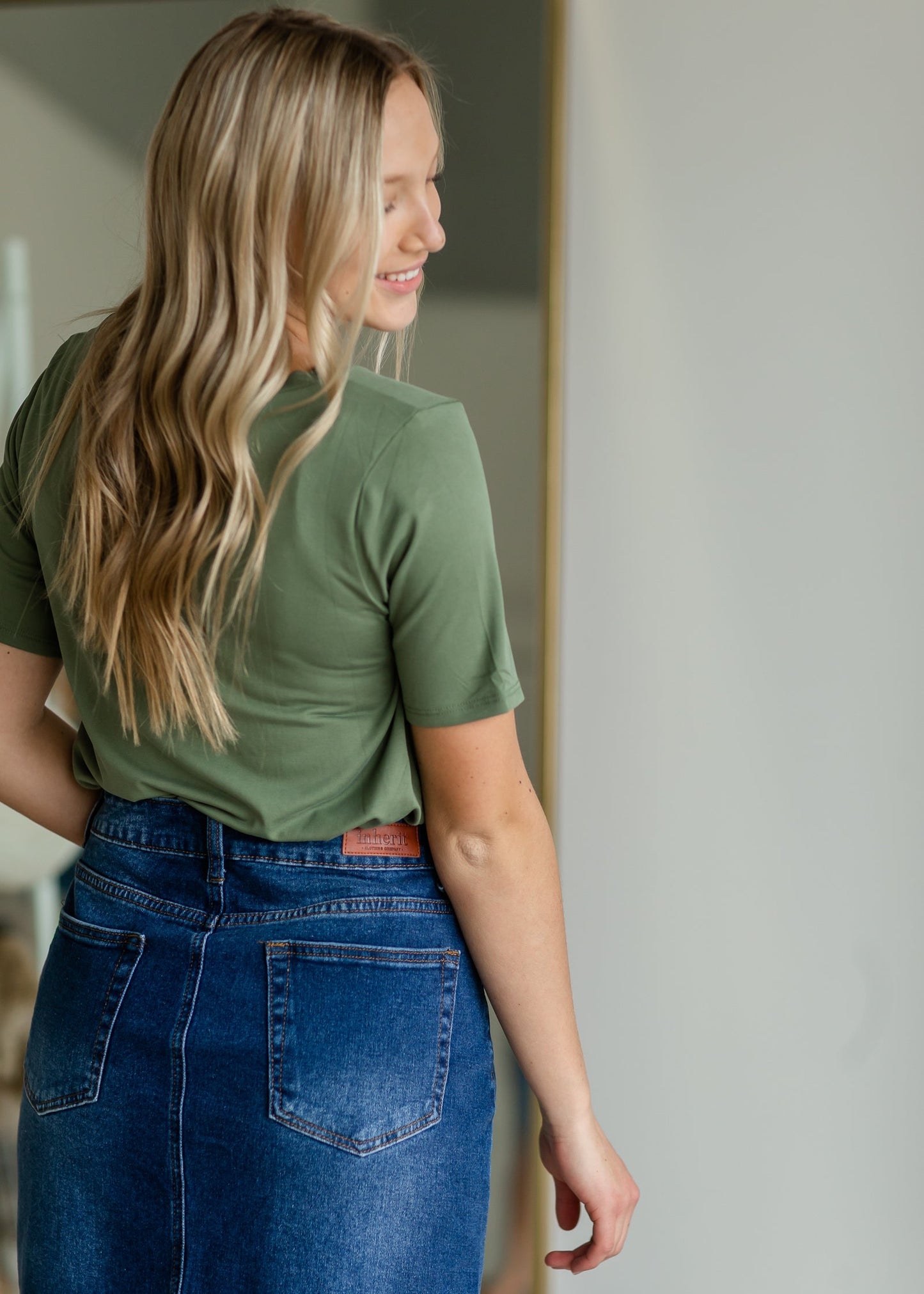 Knit V-Neck Front Pocket Tee Shirt Zenana