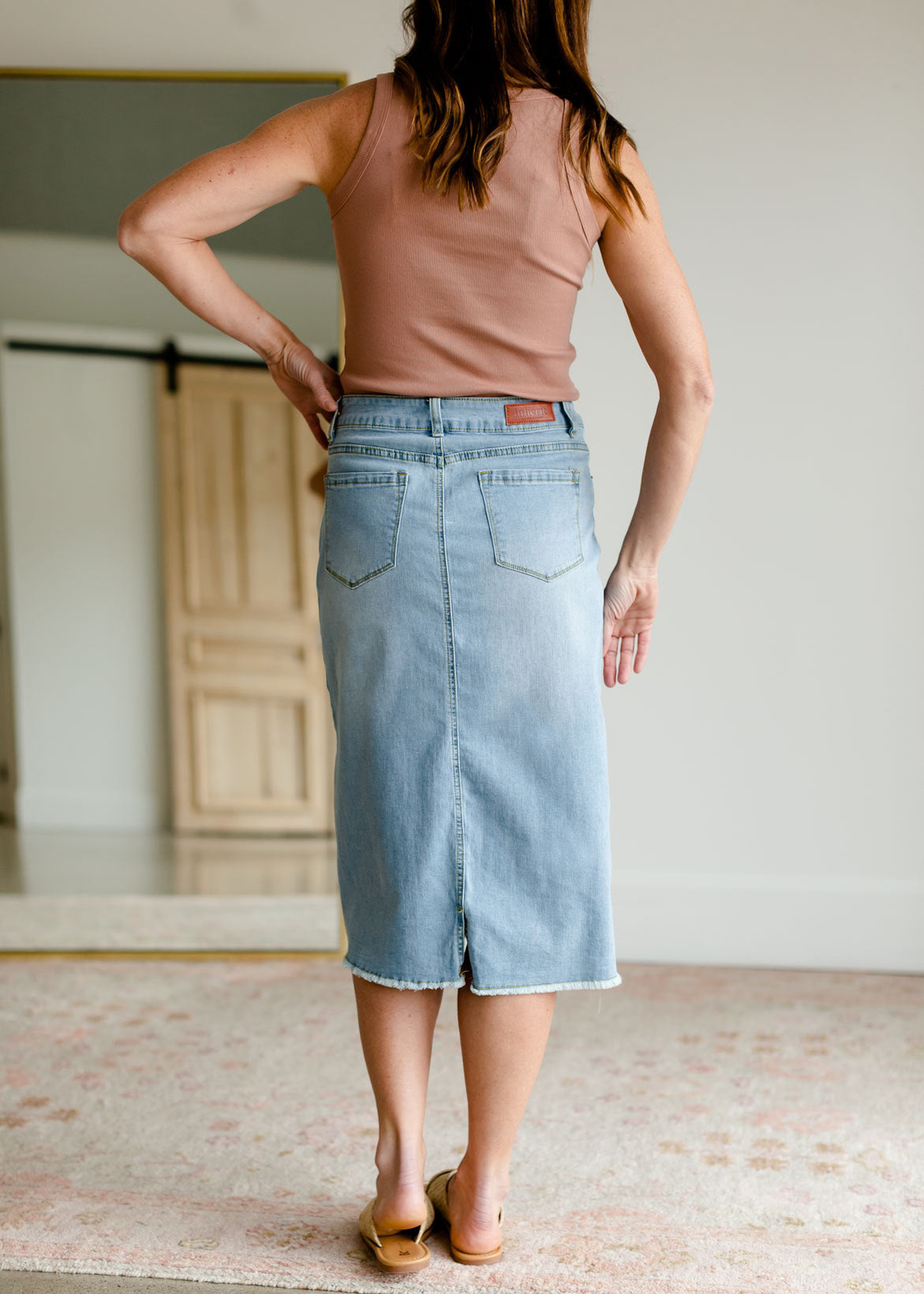 Kobe Distressed Light Denim Midi Skirt Skirts Sheer Dent Beauty