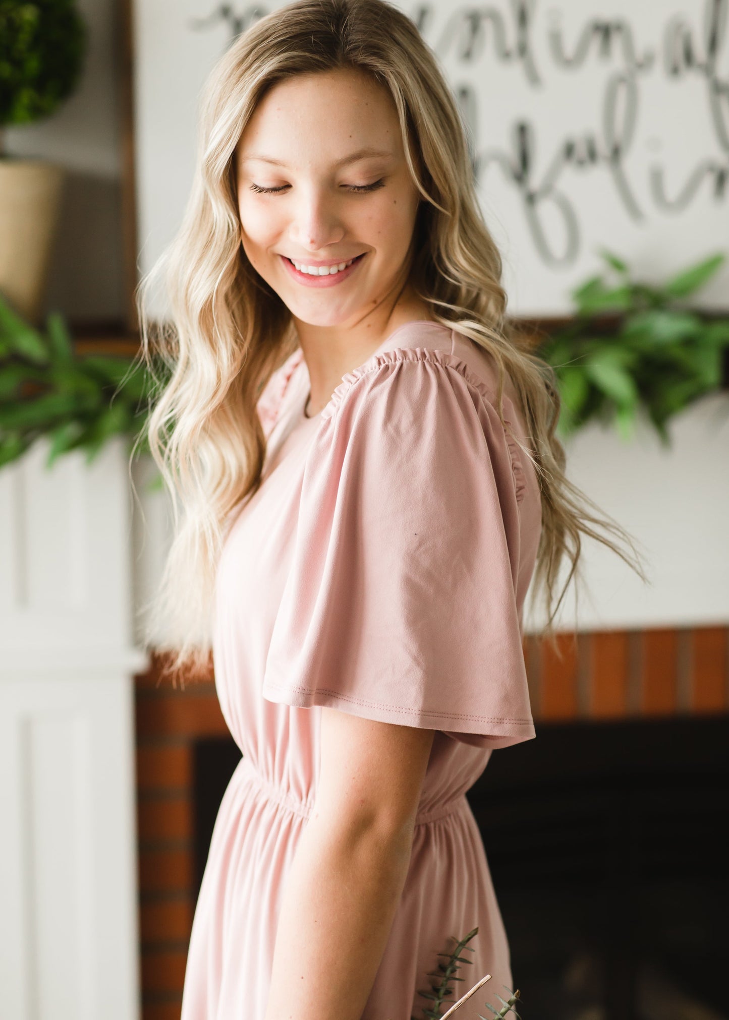 Kylie Pink Flutter Sleeve Midi Dress - FINAL SALE Dresses