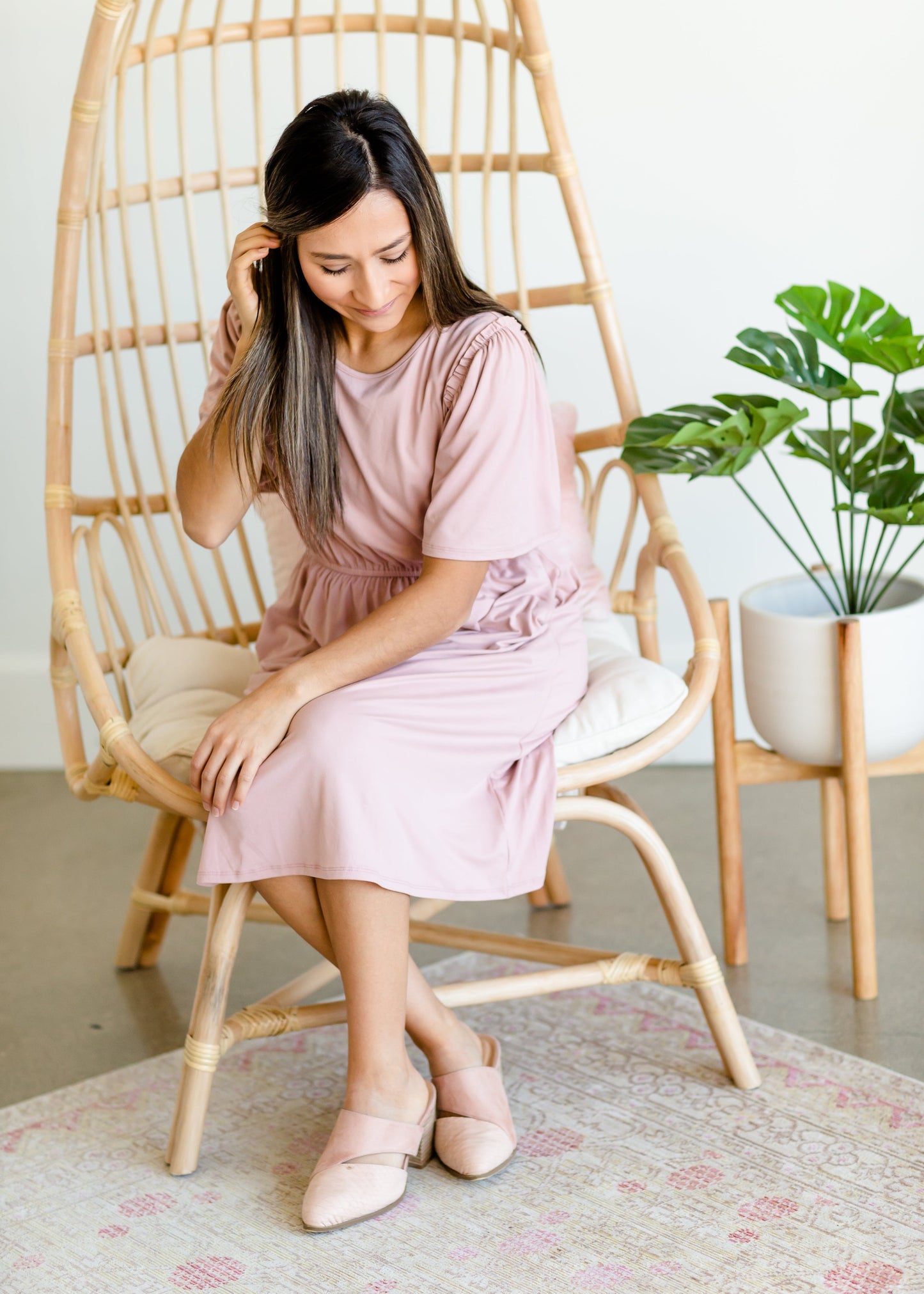 Kylie Pink Flutter Sleeve Midi Dress - FINAL SALE Dresses