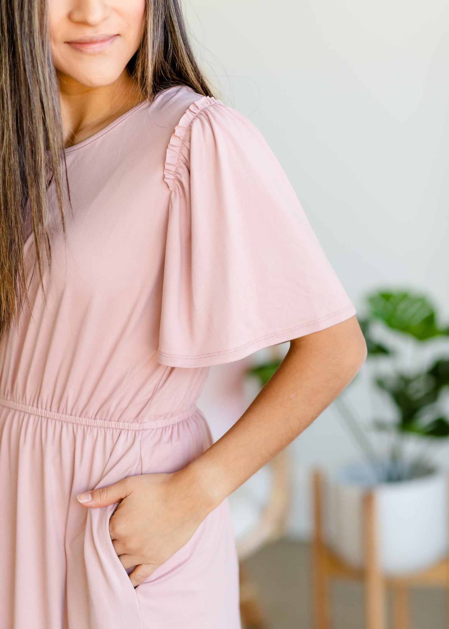 Kylie Pink Flutter Sleeve Midi Dress - FINAL SALE Dresses