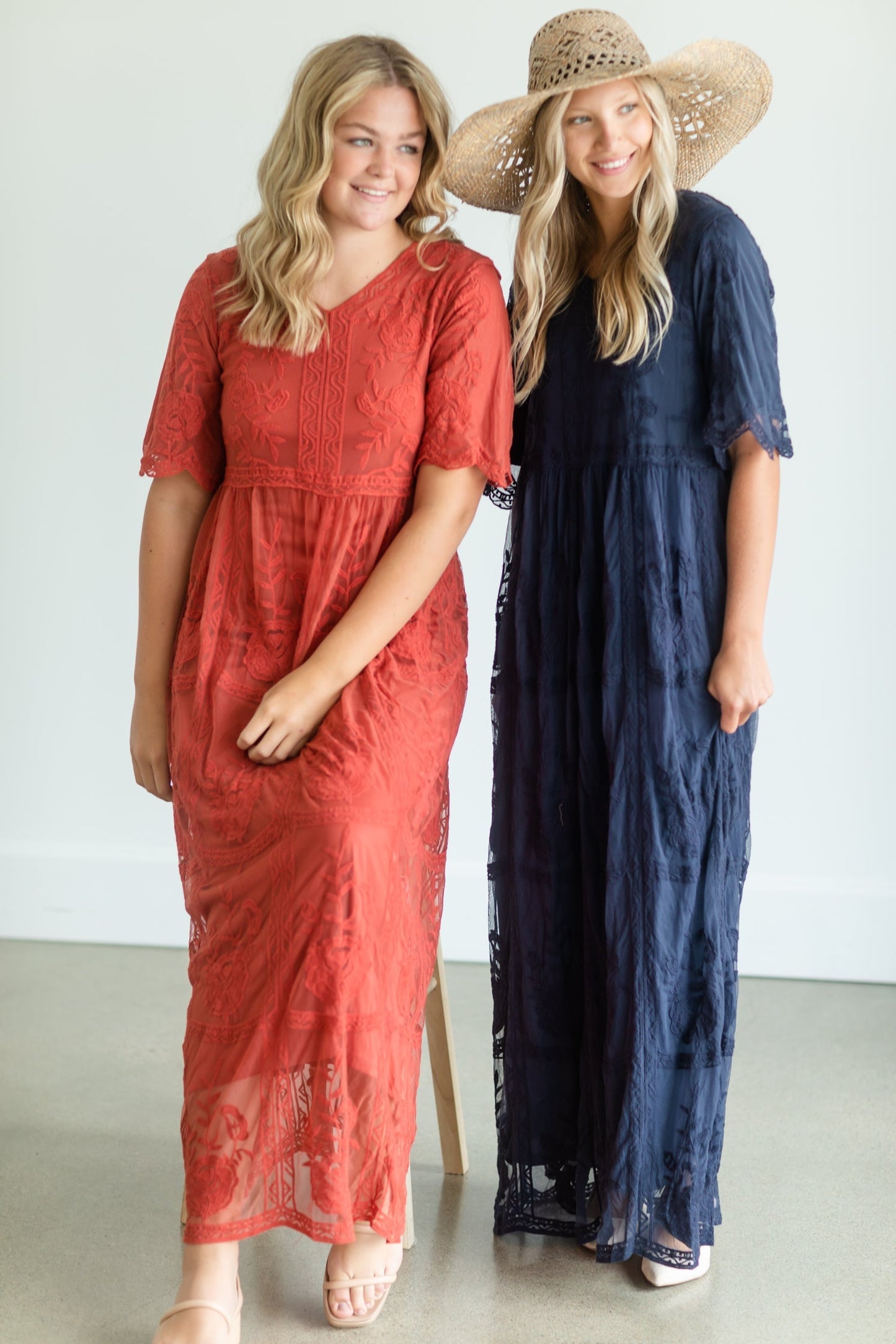 Lace Overlay Bell Sleeve Maxi Dress - FINAL SALE Dresses