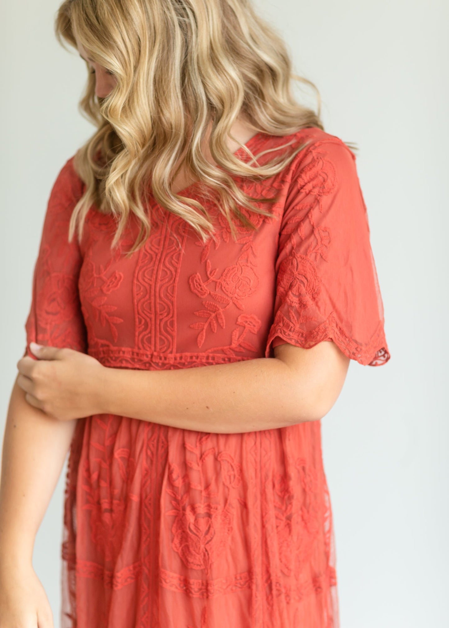 Lace Overlay Bell Sleeve Maxi Dress - FINAL SALE Dresses