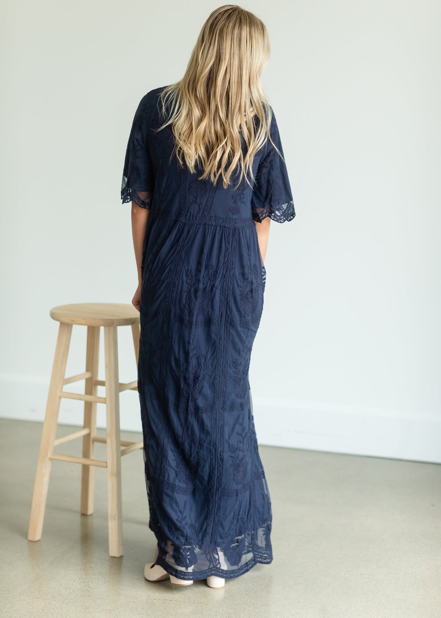 Lace Overlay Bell Sleeve Maxi Dress - FINAL SALE Dresses