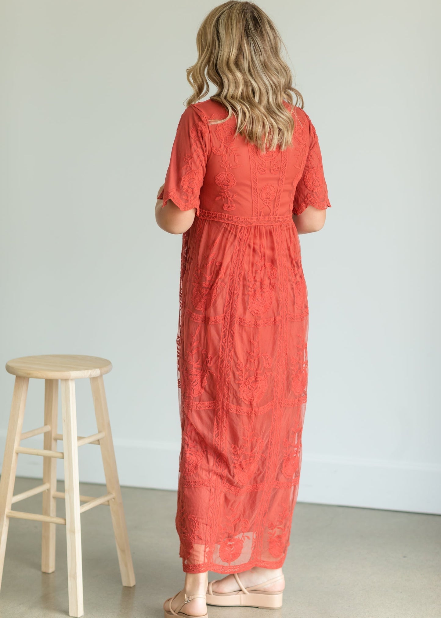 Lace Overlay Bell Sleeve Maxi Dress - FINAL SALE Dresses