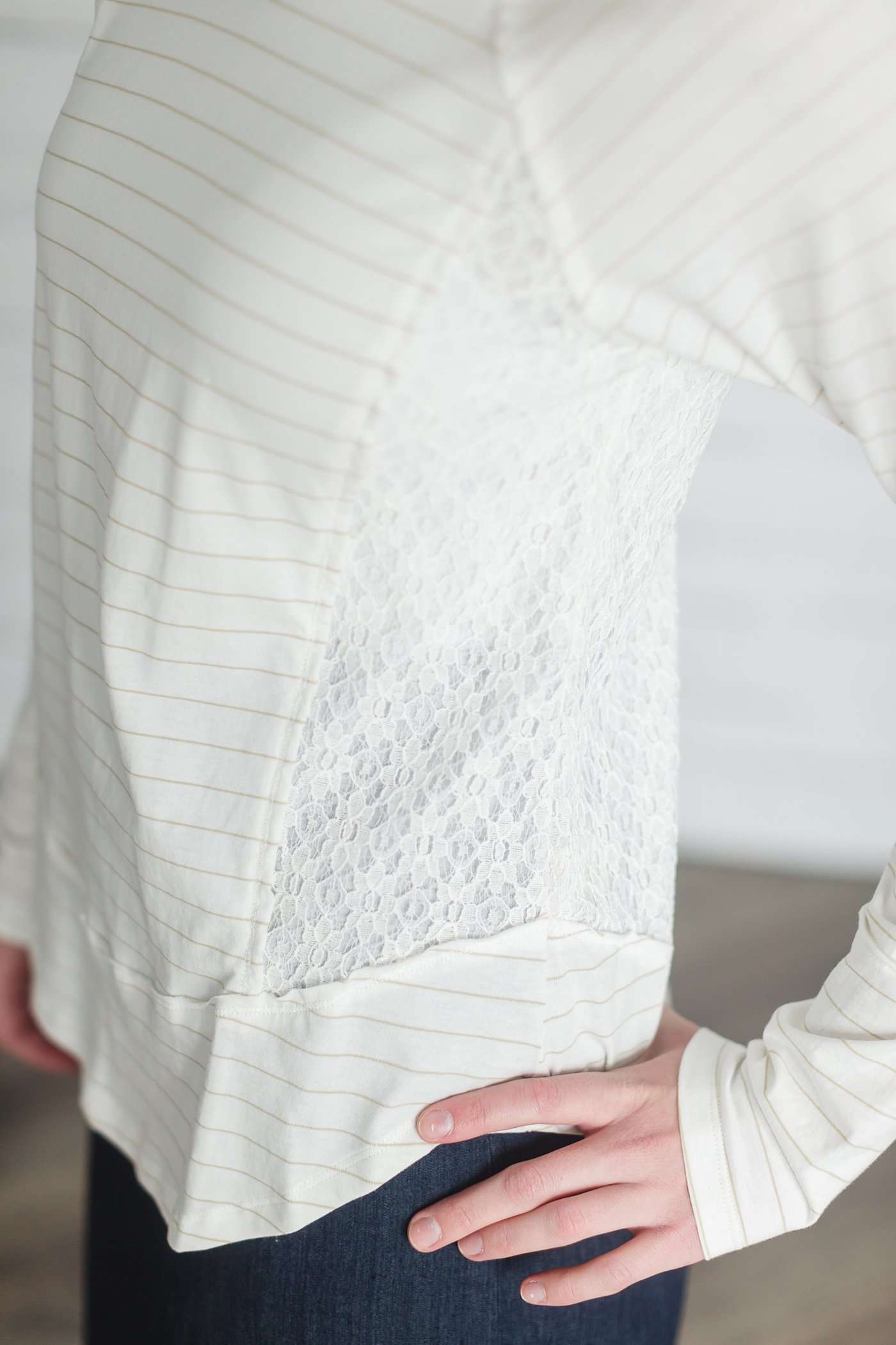 Lace & Stripe Top Tops