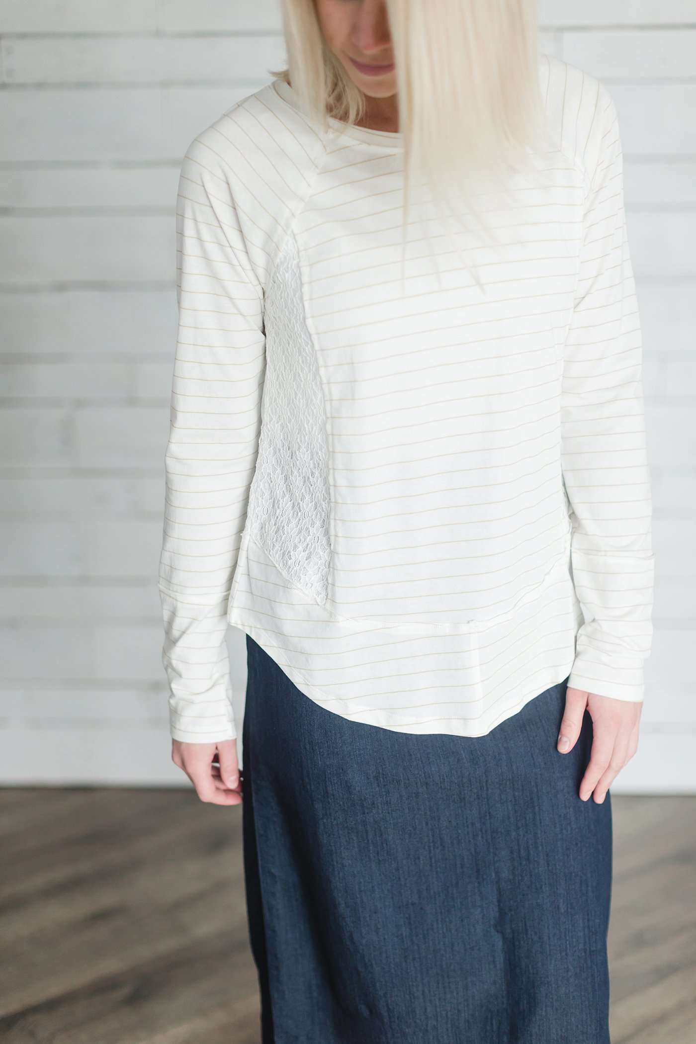 Lace & Stripe Top Tops