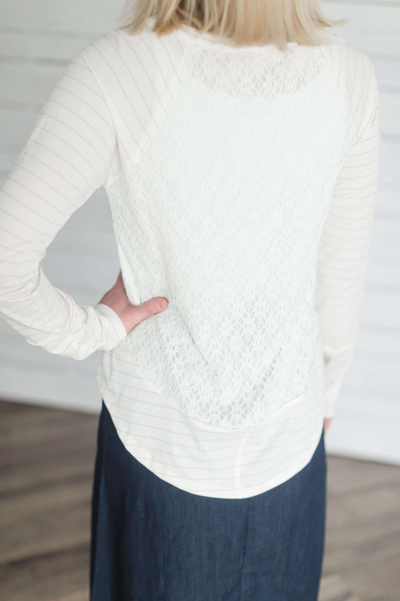 Lace & Stripe Top Tops