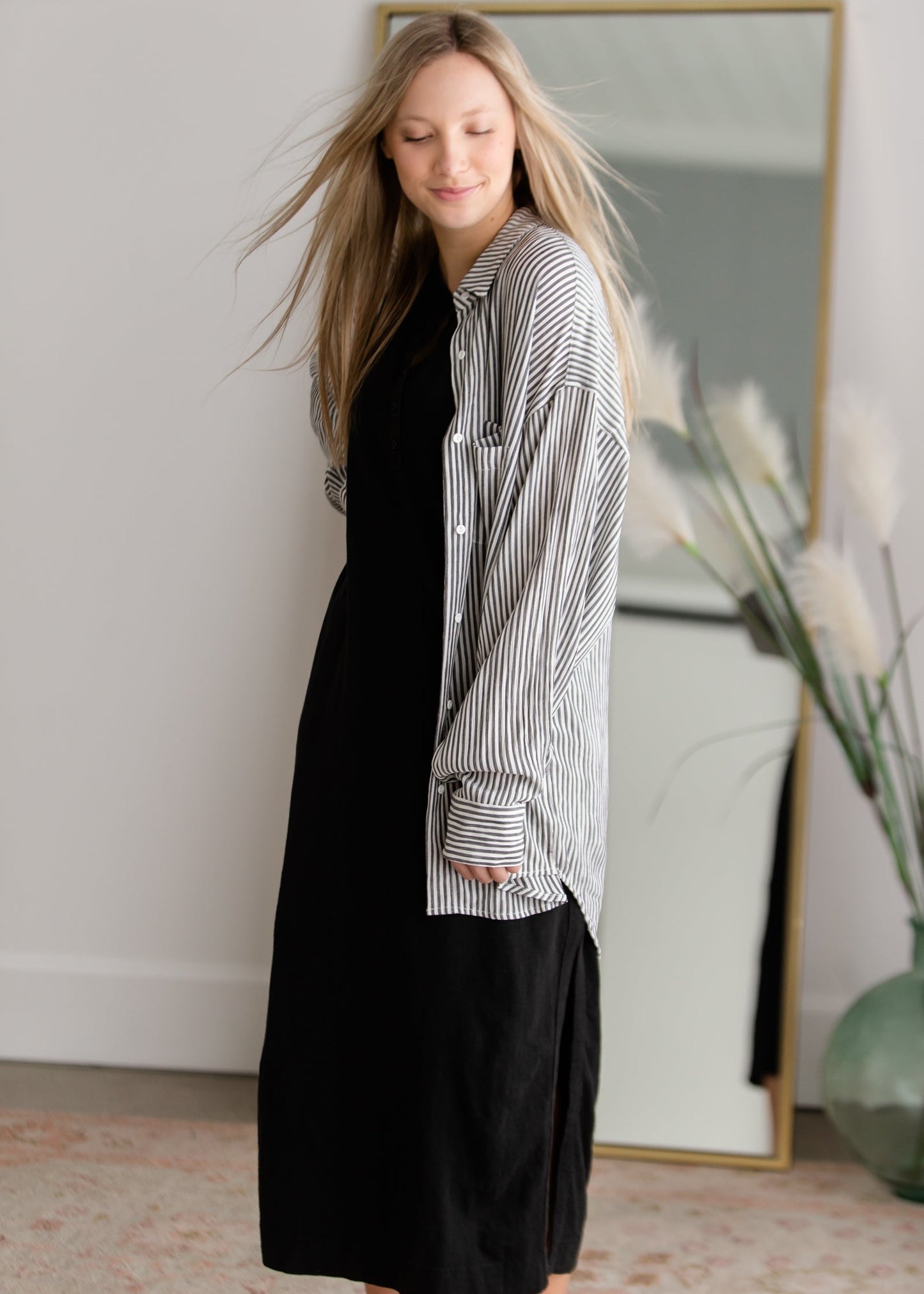 Lalo Striped Button Up Top Shirt Z Supply