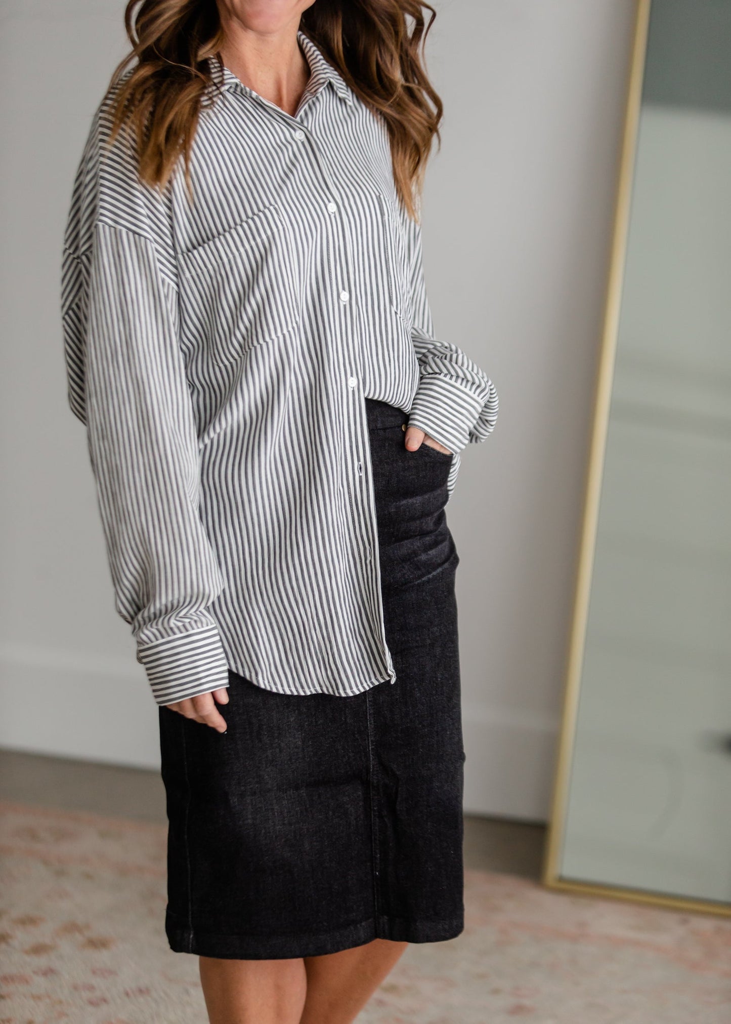 Lalo Striped Button Up Top Shirt Z Supply