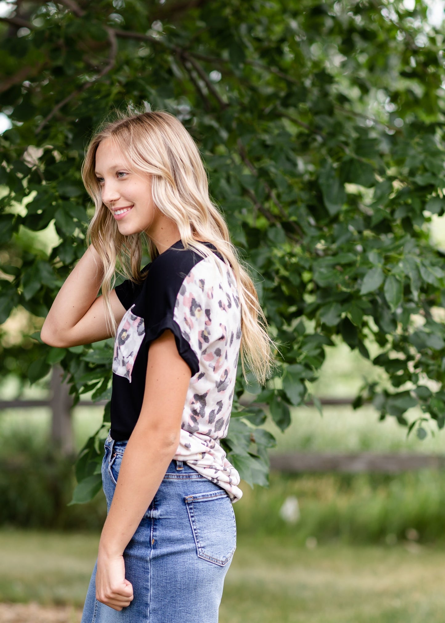Leopard Basic Pocket Tee - FINAL SALE Tops