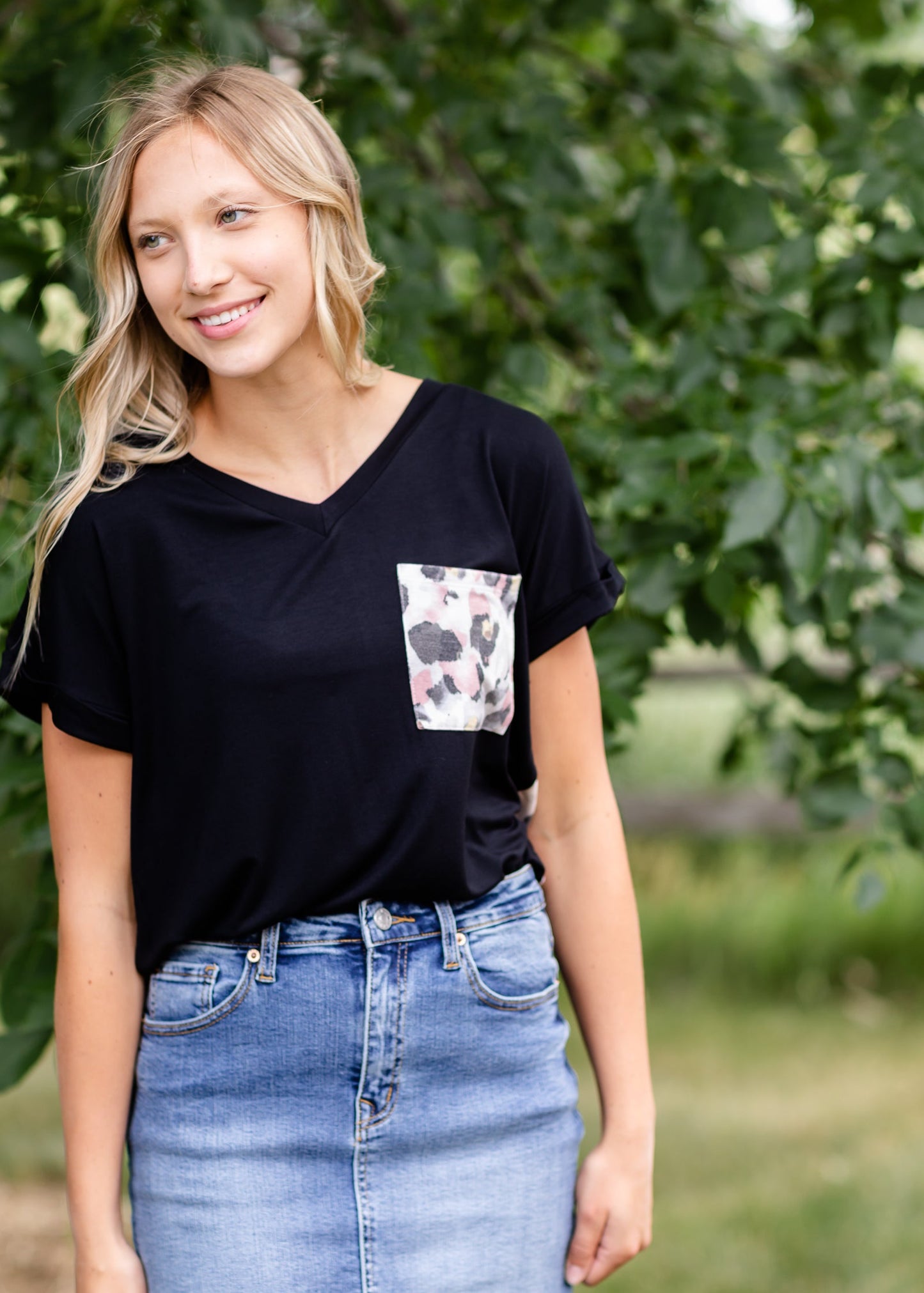 Leopard Basic Pocket Tee - FINAL SALE Tops