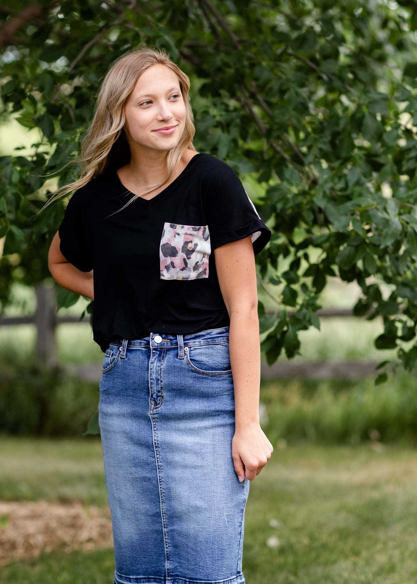 Leopard Basic Pocket Tee - FINAL SALE Tops