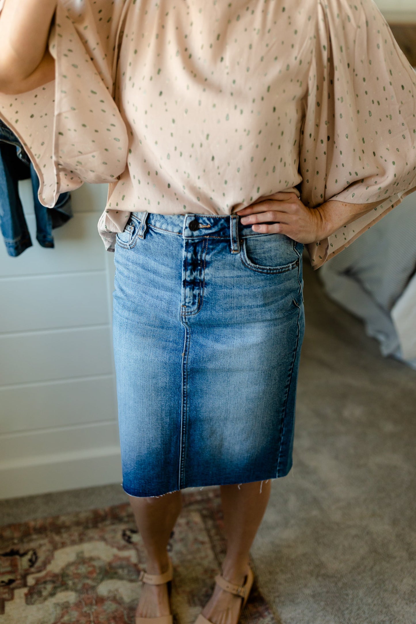 Light Wash Classic Midi Skirt - FINAL SALE Skirts