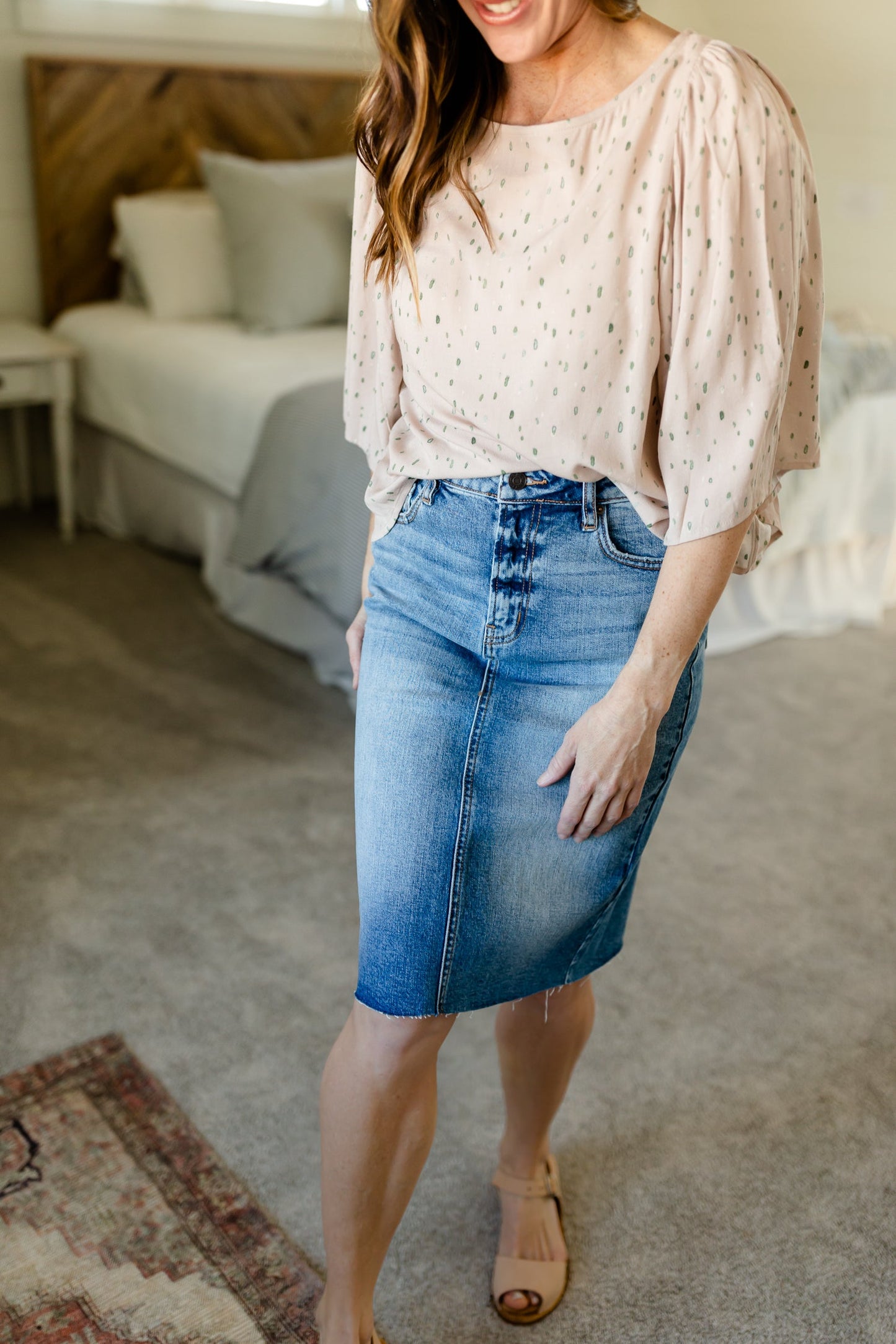 Light Wash Classic Midi Skirt - FINAL SALE Skirts
