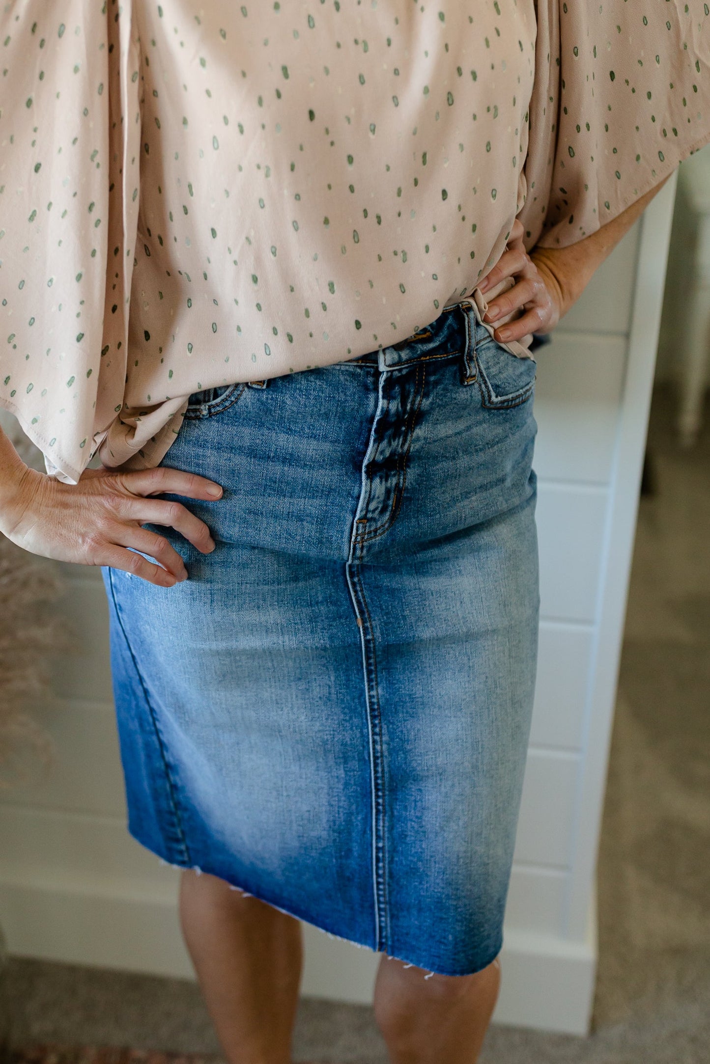 Light Wash Classic Midi Skirt - FINAL SALE Skirts