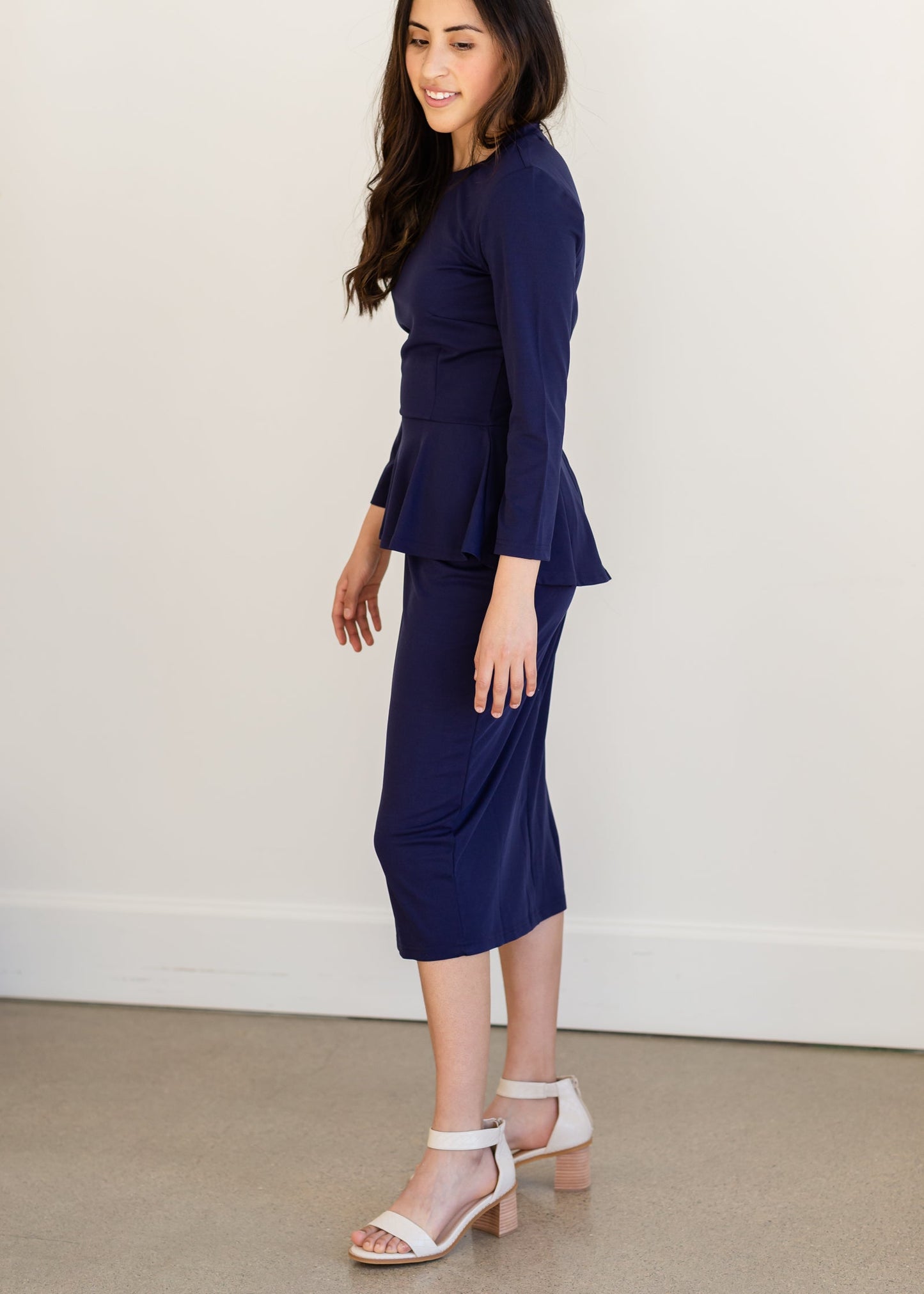 Lindy Navy Blue Straight Fit Midi Dress - FINAL SALE Dresses
