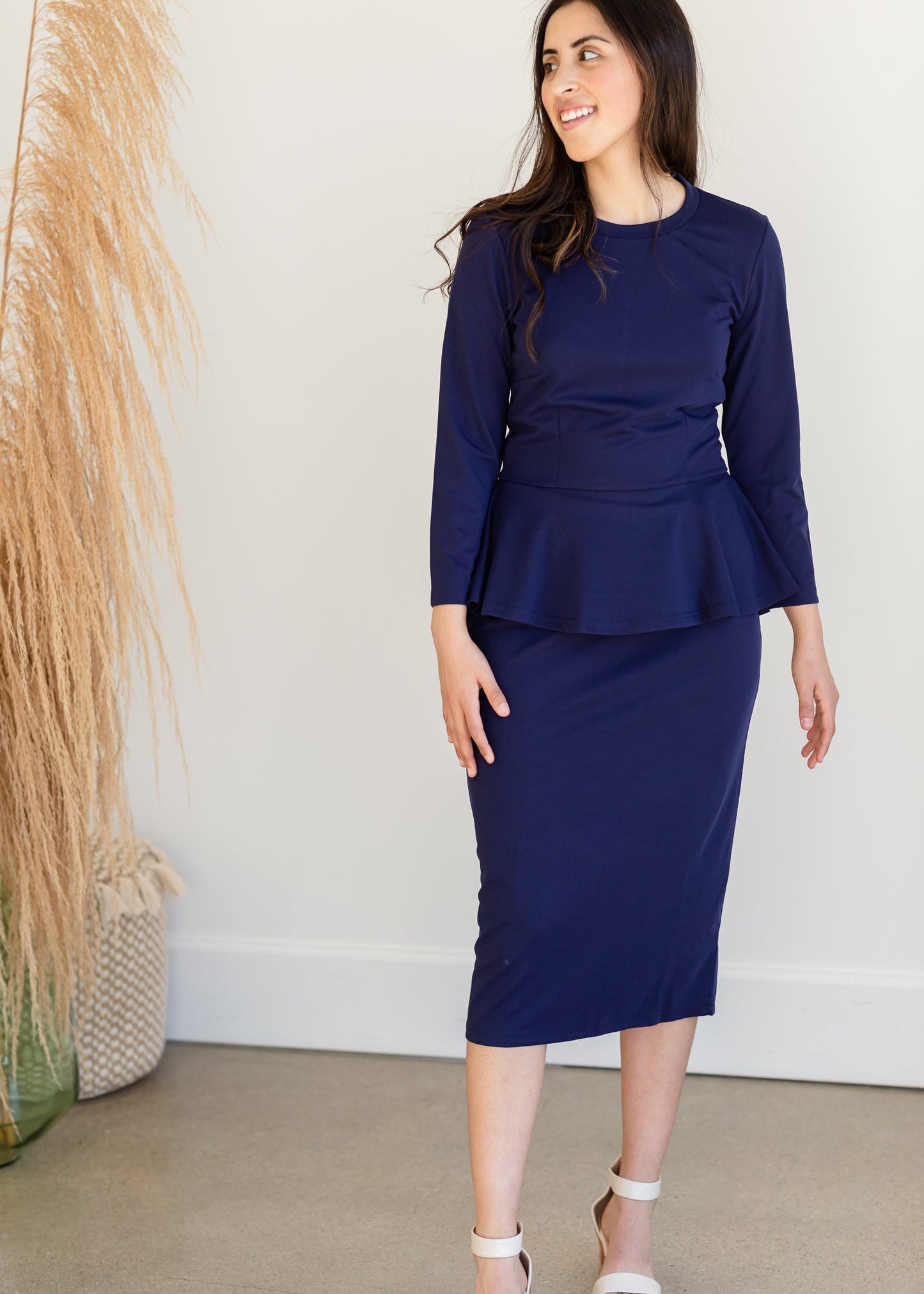 Lindy Navy Blue Straight Fit Midi Dress - FINAL SALE Dresses