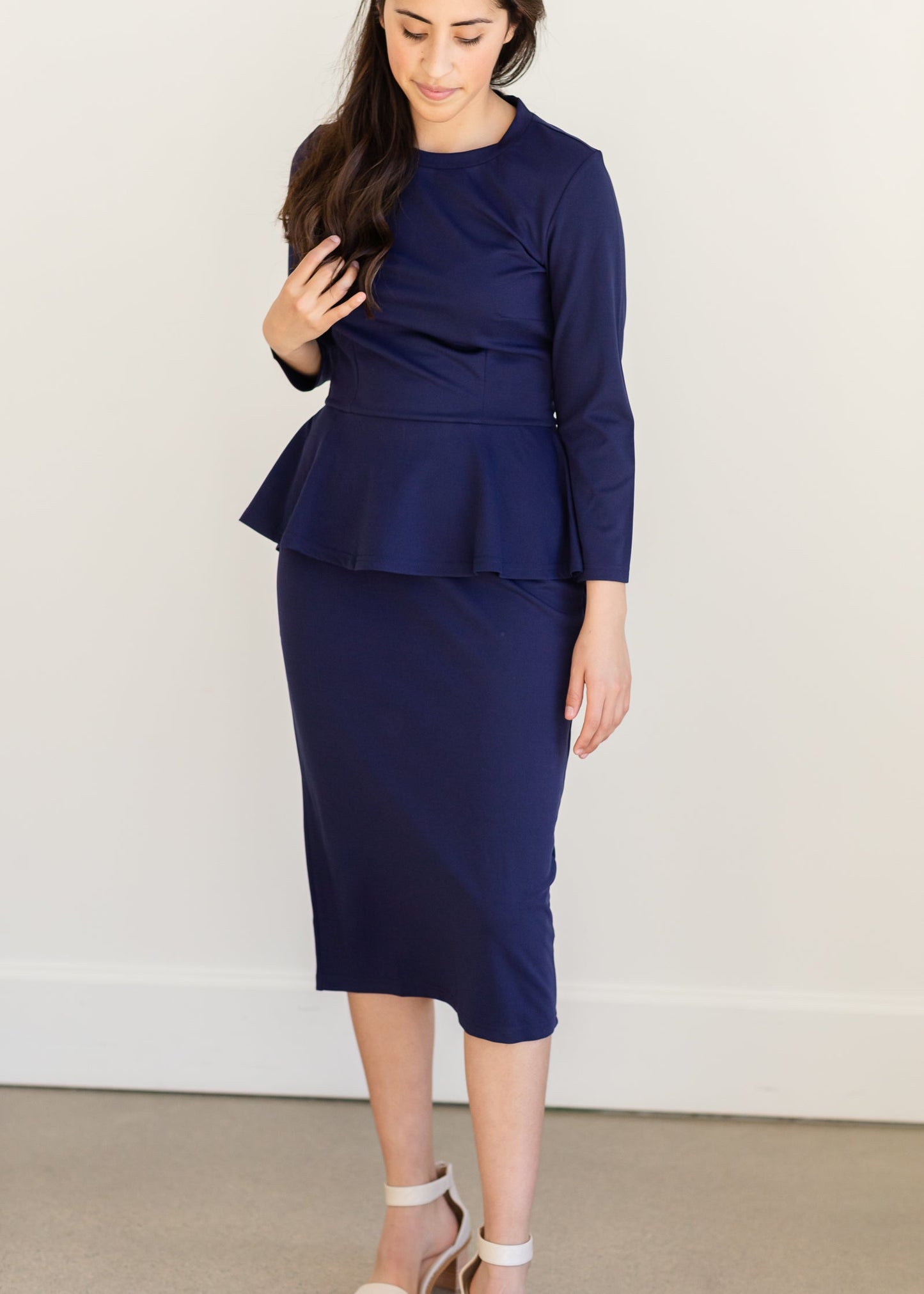 Lindy Navy Blue Straight Fit Midi Dress - FINAL SALE Dresses