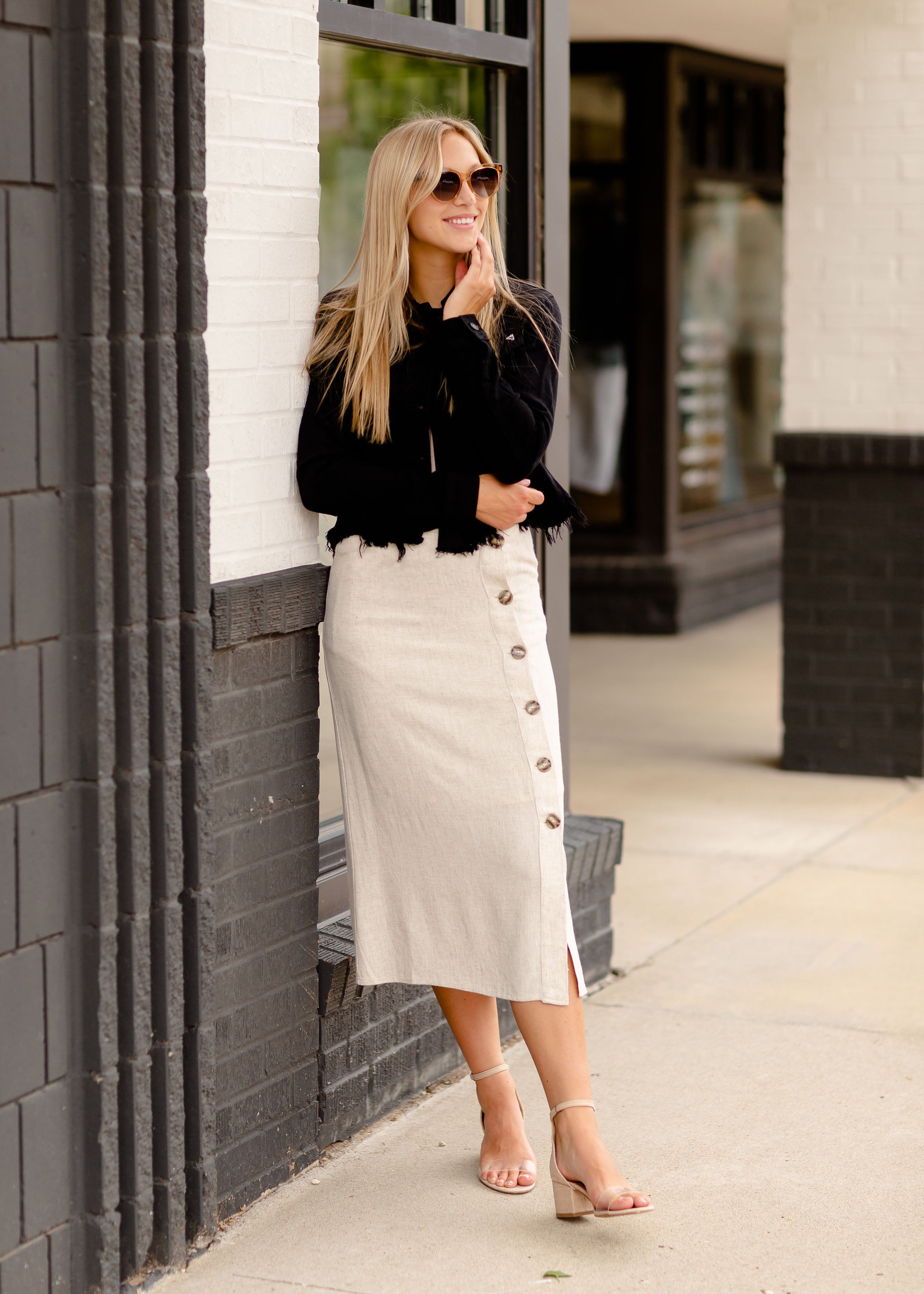 Linen Skirt Button Up Inherit –