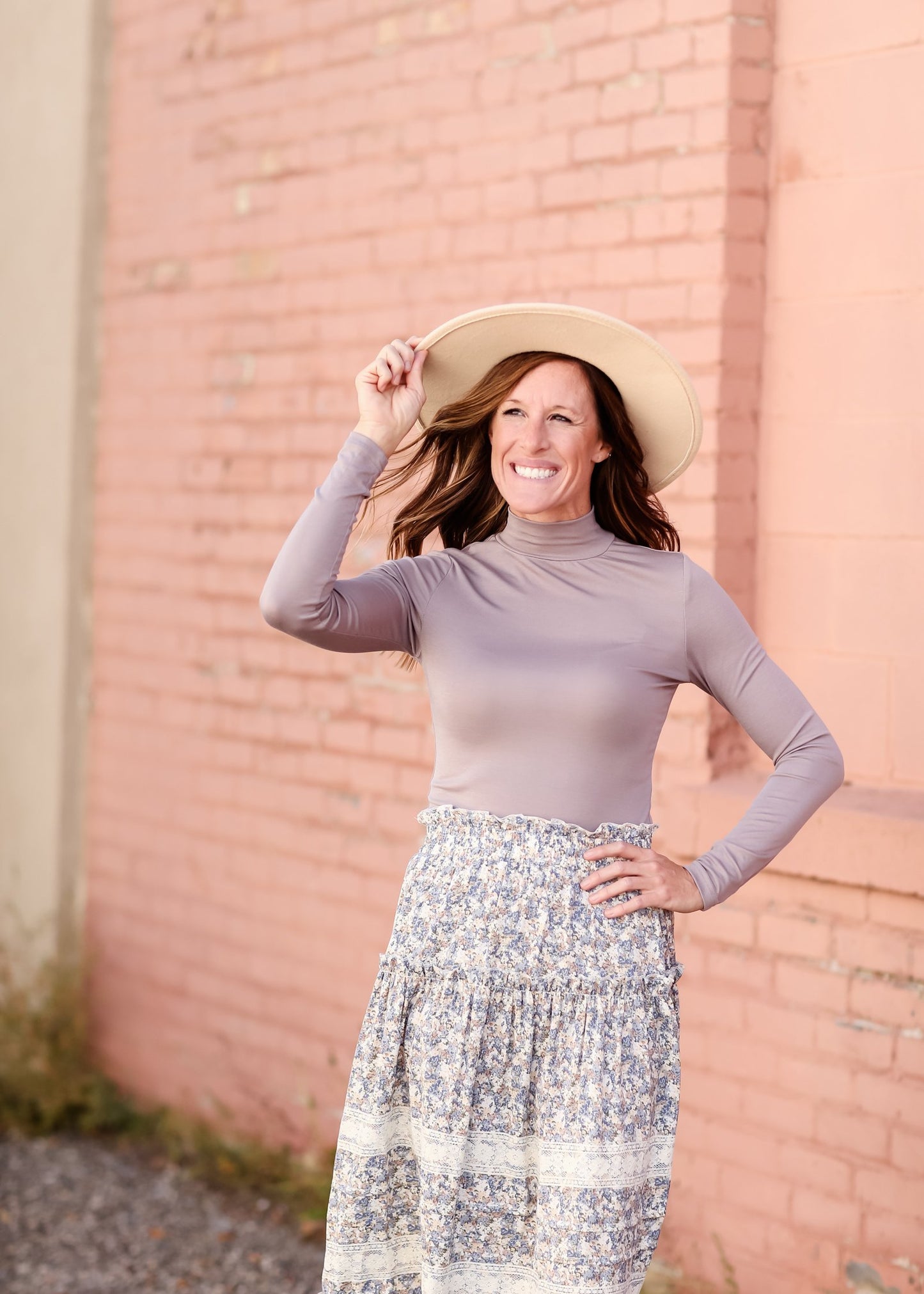 Long Sleeve Layering Turtle Neck Top Tops By Together Brown / S