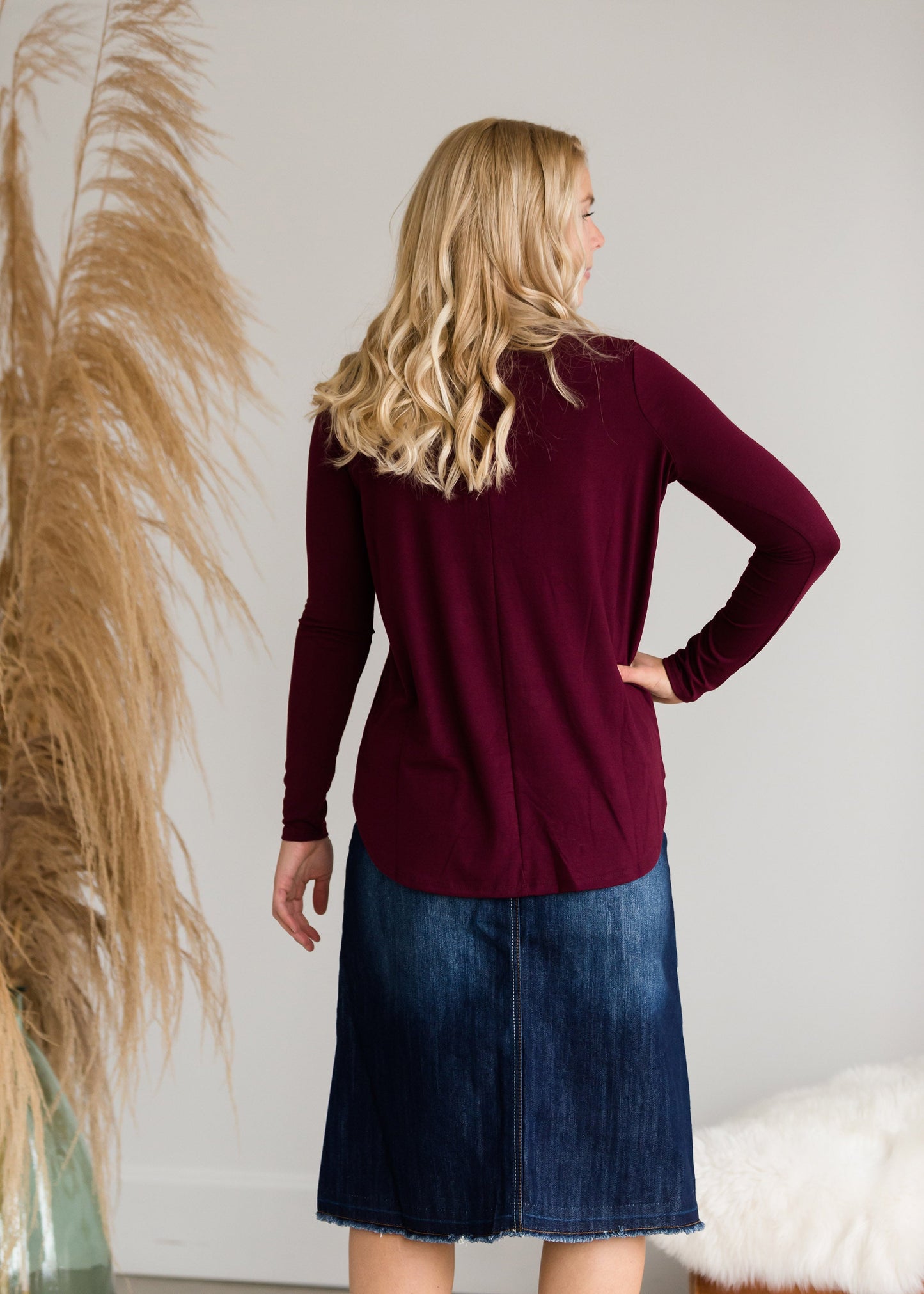 Long Sleeve Shell Button Top - FINAL SALE Tops