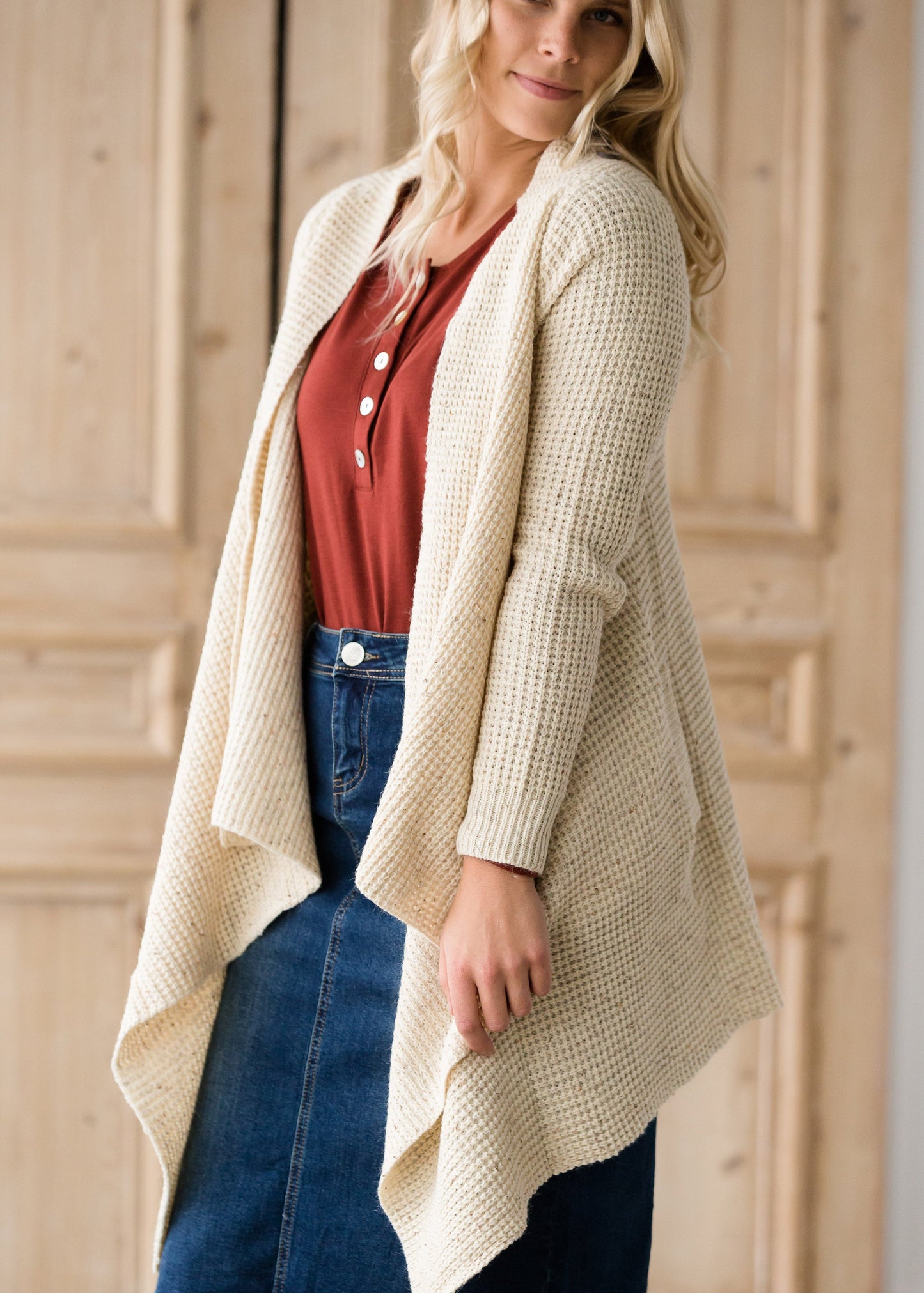 Long Sleeve Shell Button Top - FINAL SALE Tops