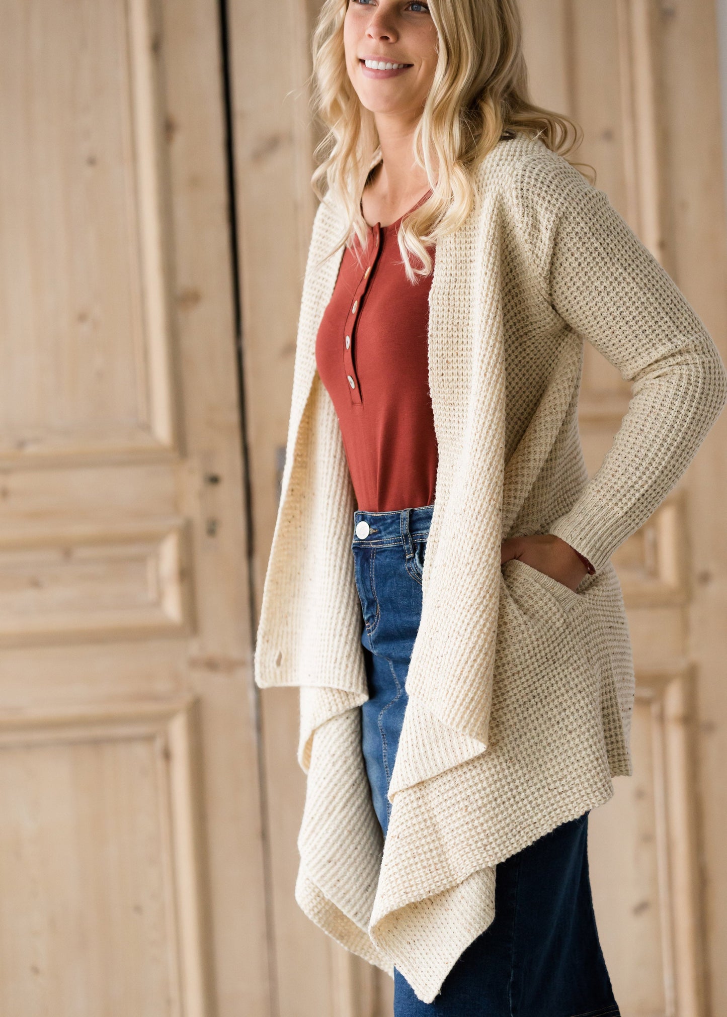 Long Sleeve Shell Button Top - FINAL SALE Tops