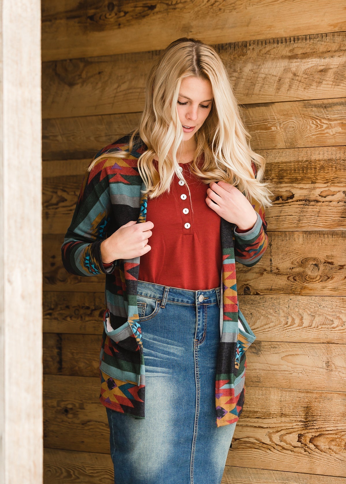 Long Sleeve Shell Button Top - FINAL SALE Tops