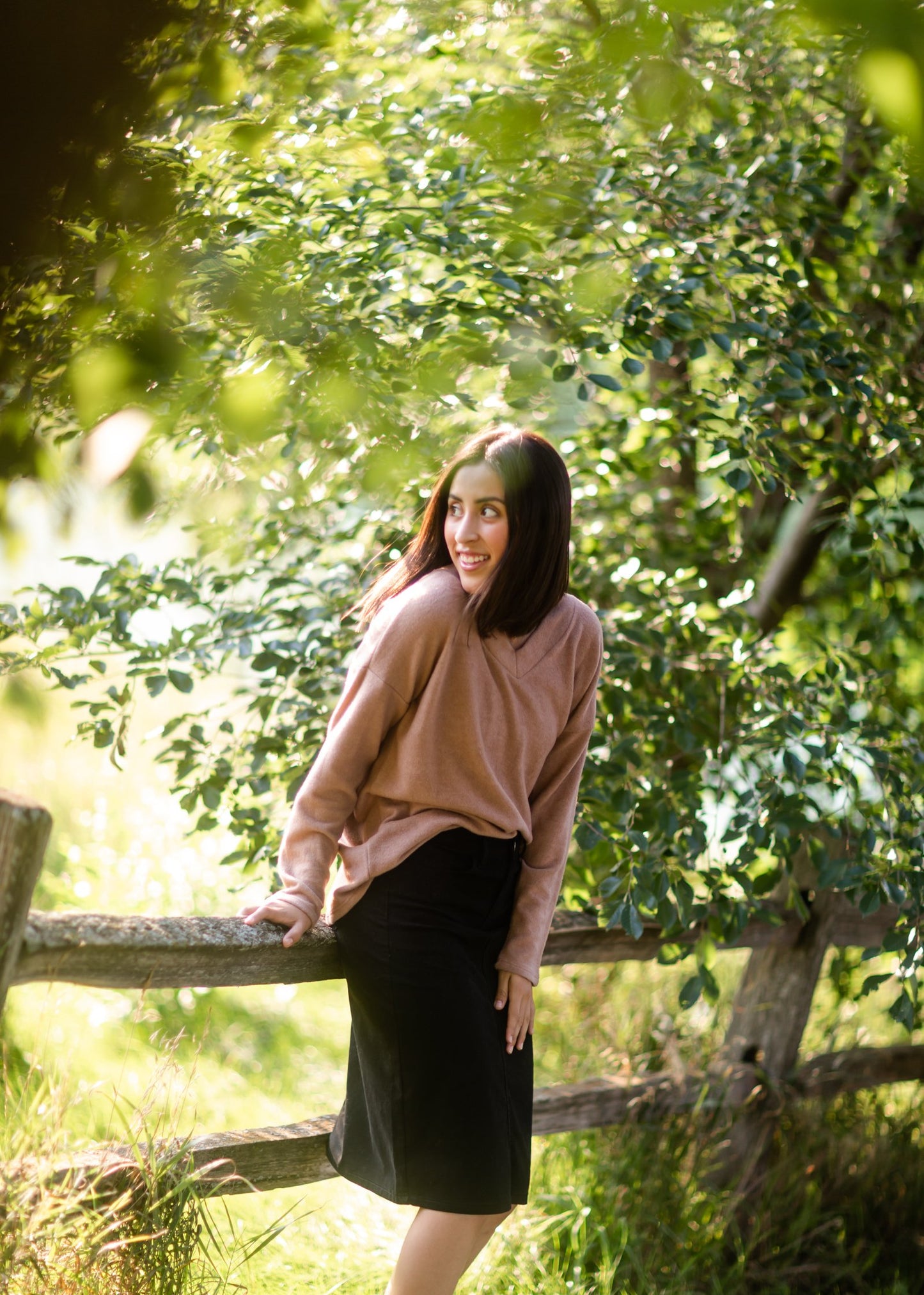 Loose Fit V-Neck Brushed Knit Top Tops BOM BOM