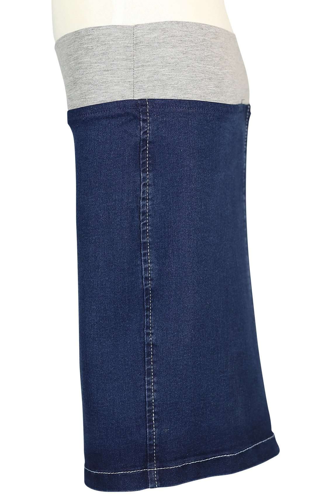 Lounge-N-Denim Skirt | Below Knee Jean Skirt Sizes 4-14