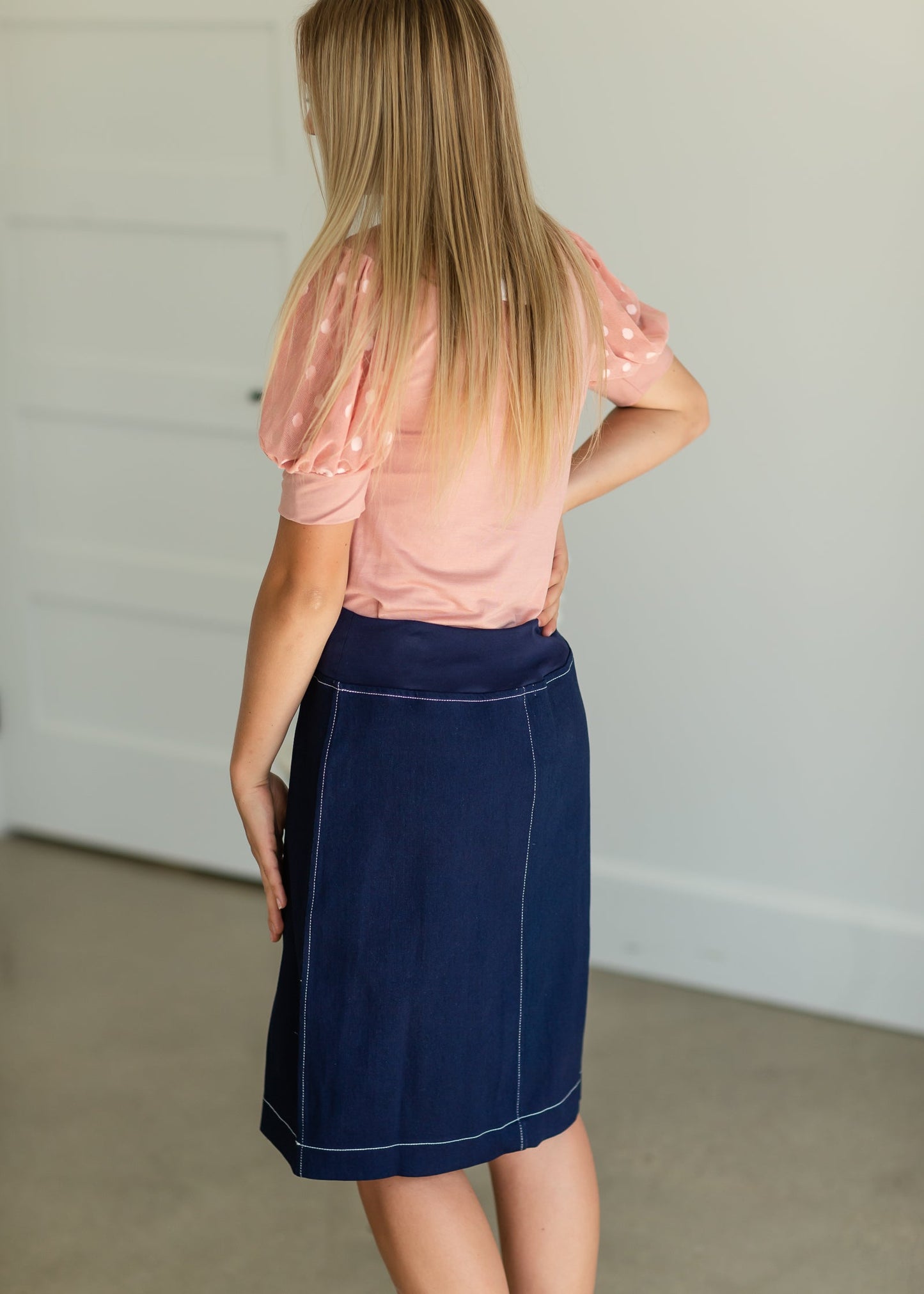 Lucy Elastic Waist Denim Midi Skirt - FINAL SALE Skirts