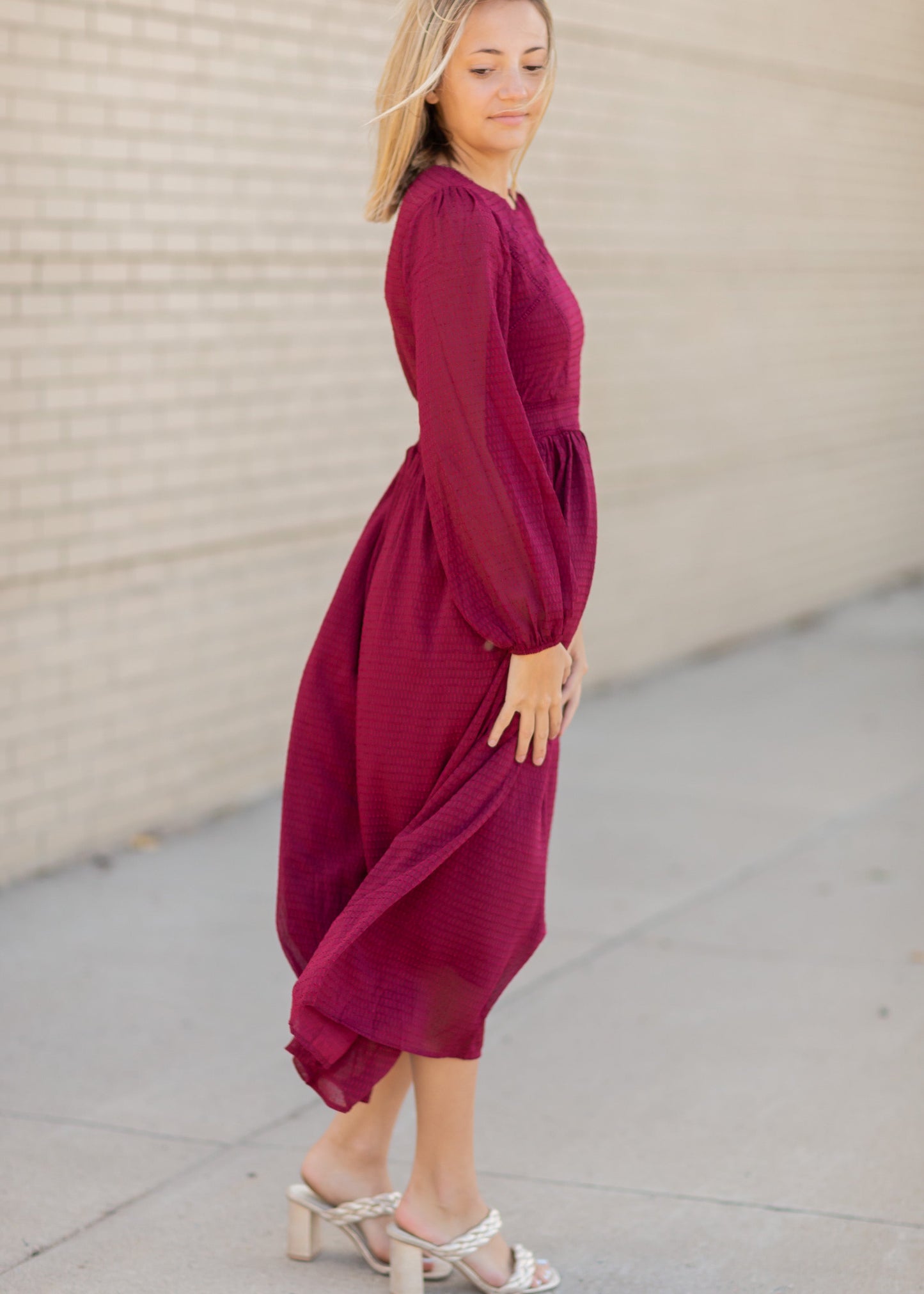 Lurex Midi Dress with Lace Trim Detail Dresses