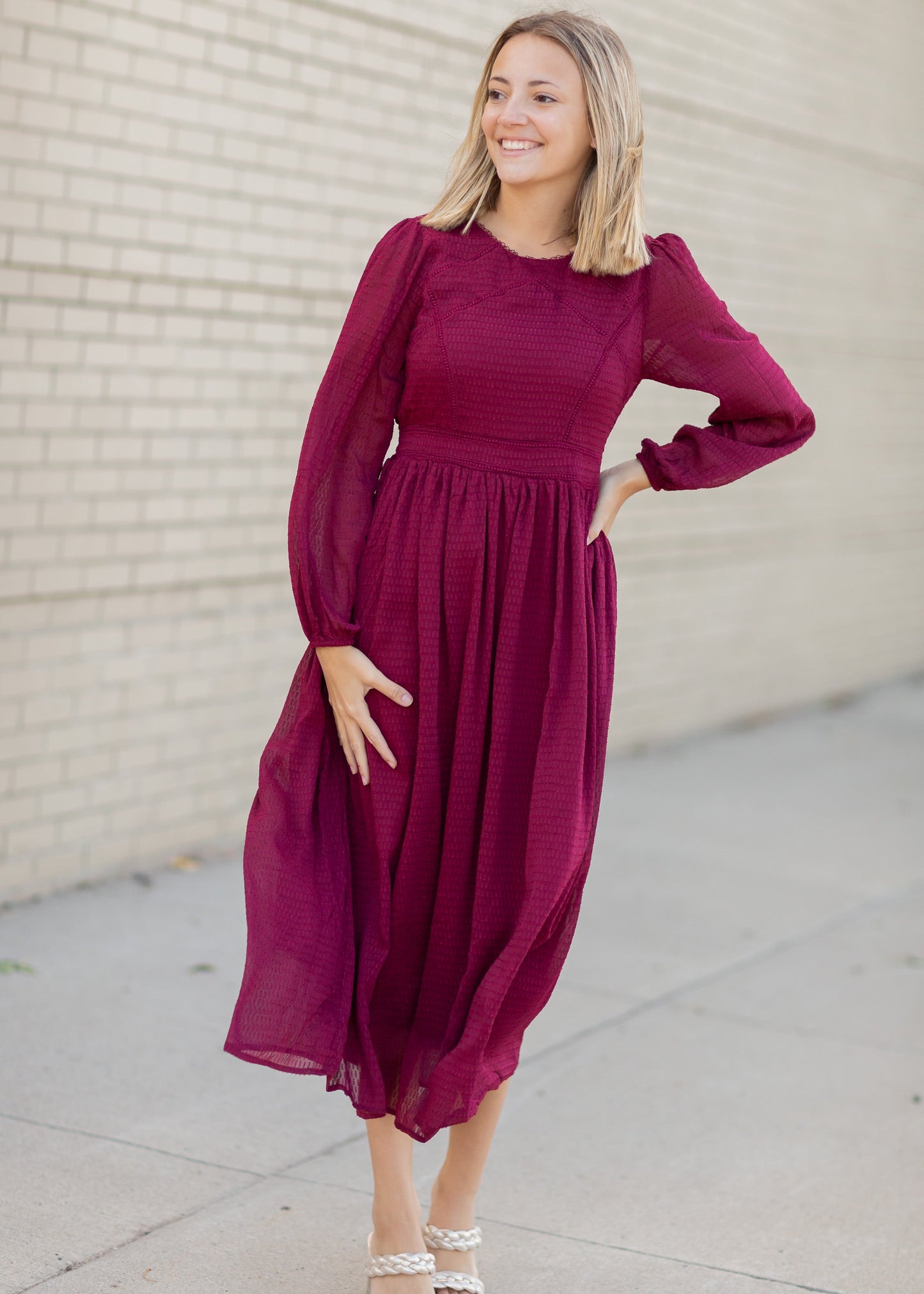Lurex Midi Dress with Lace Trim Detail Dresses