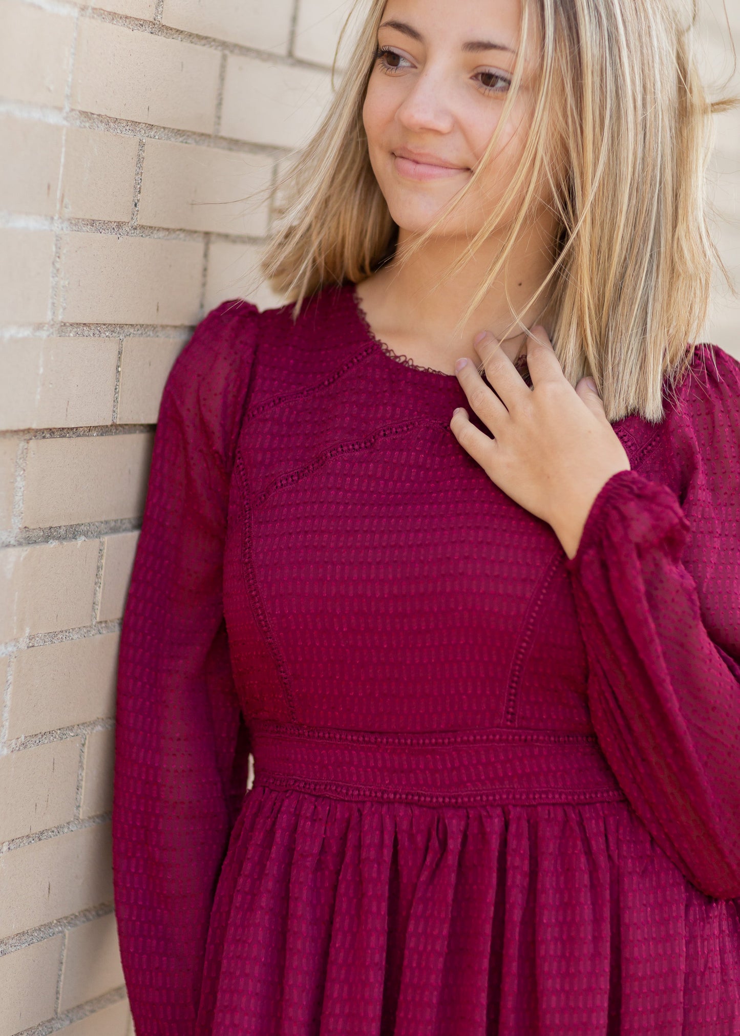 Lurex Midi Dress with Lace Trim Detail Dresses