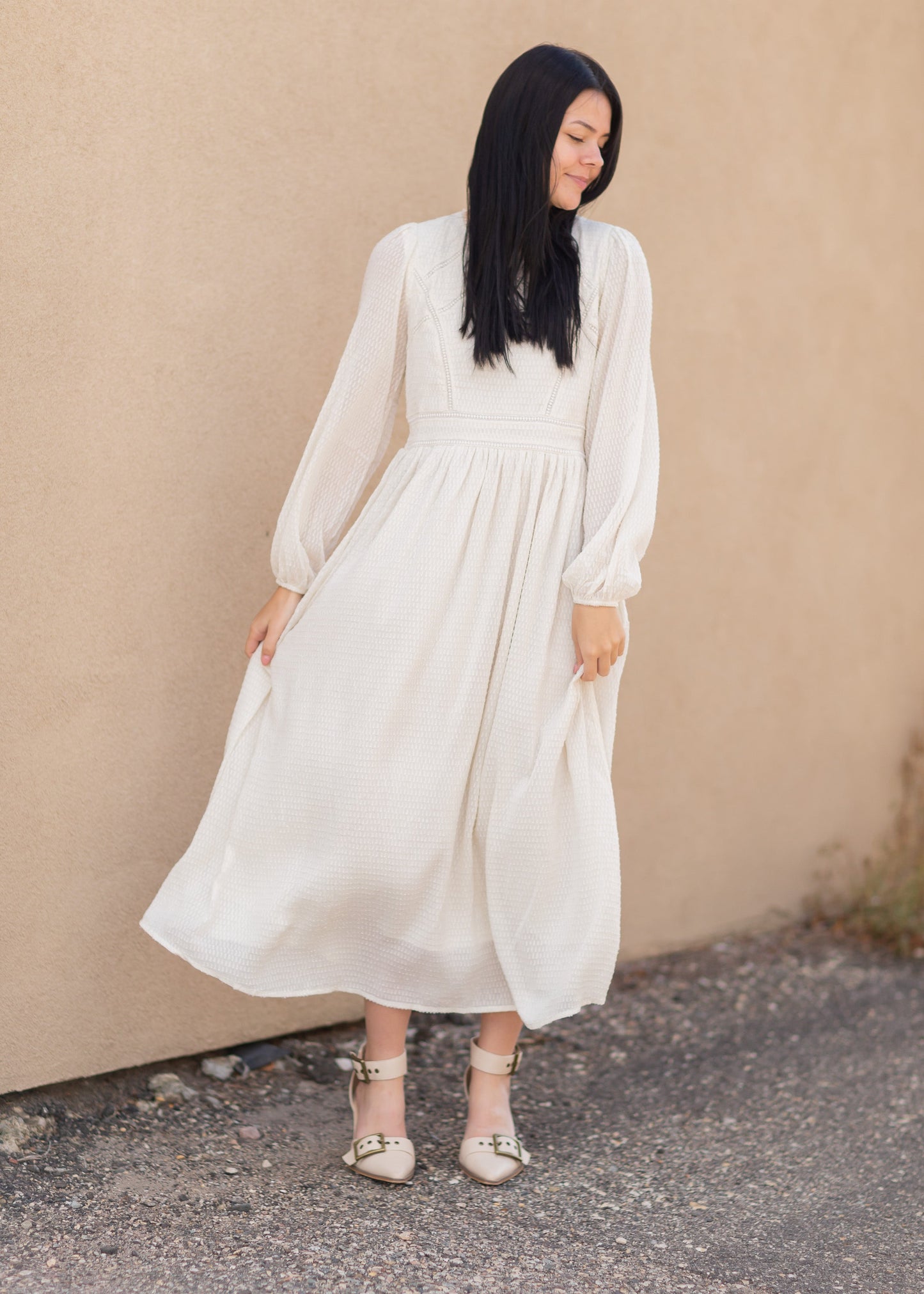 Lurex Midi Dress with Lace Trim Detail Dresses