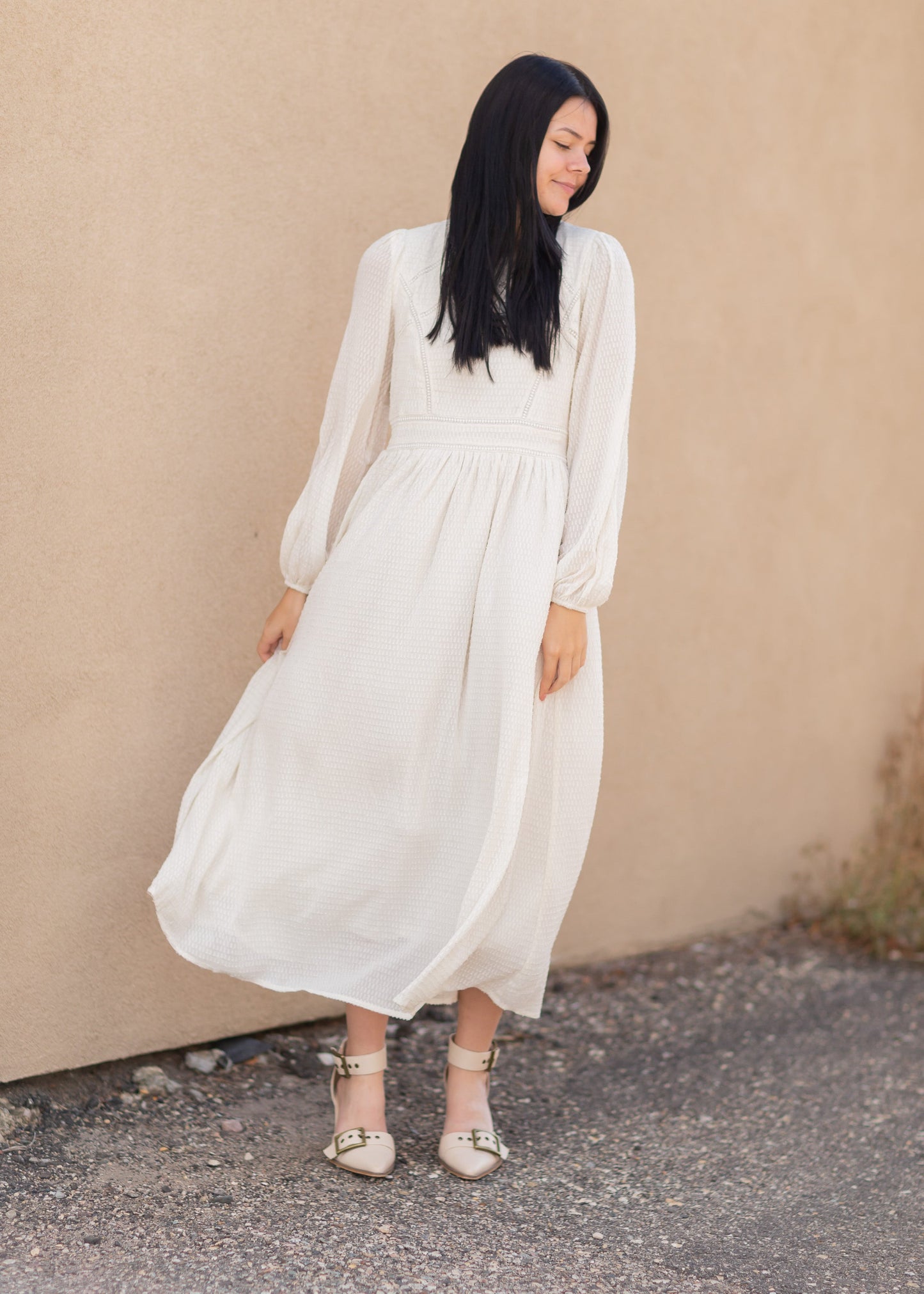 Lurex Midi Dress with Lace Trim Detail Dresses