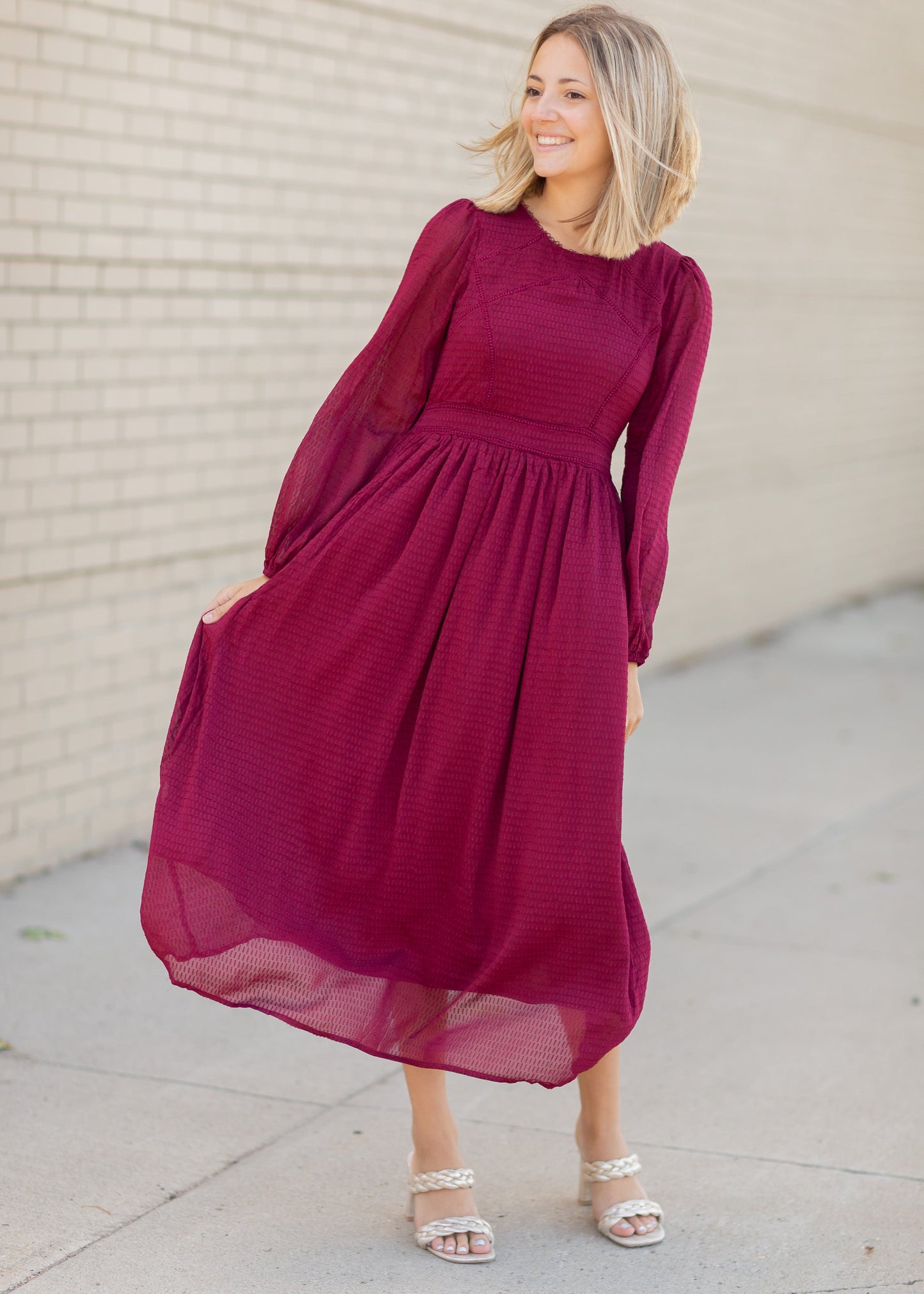 Lurex Midi Dress with Lace Trim Detail Dresses