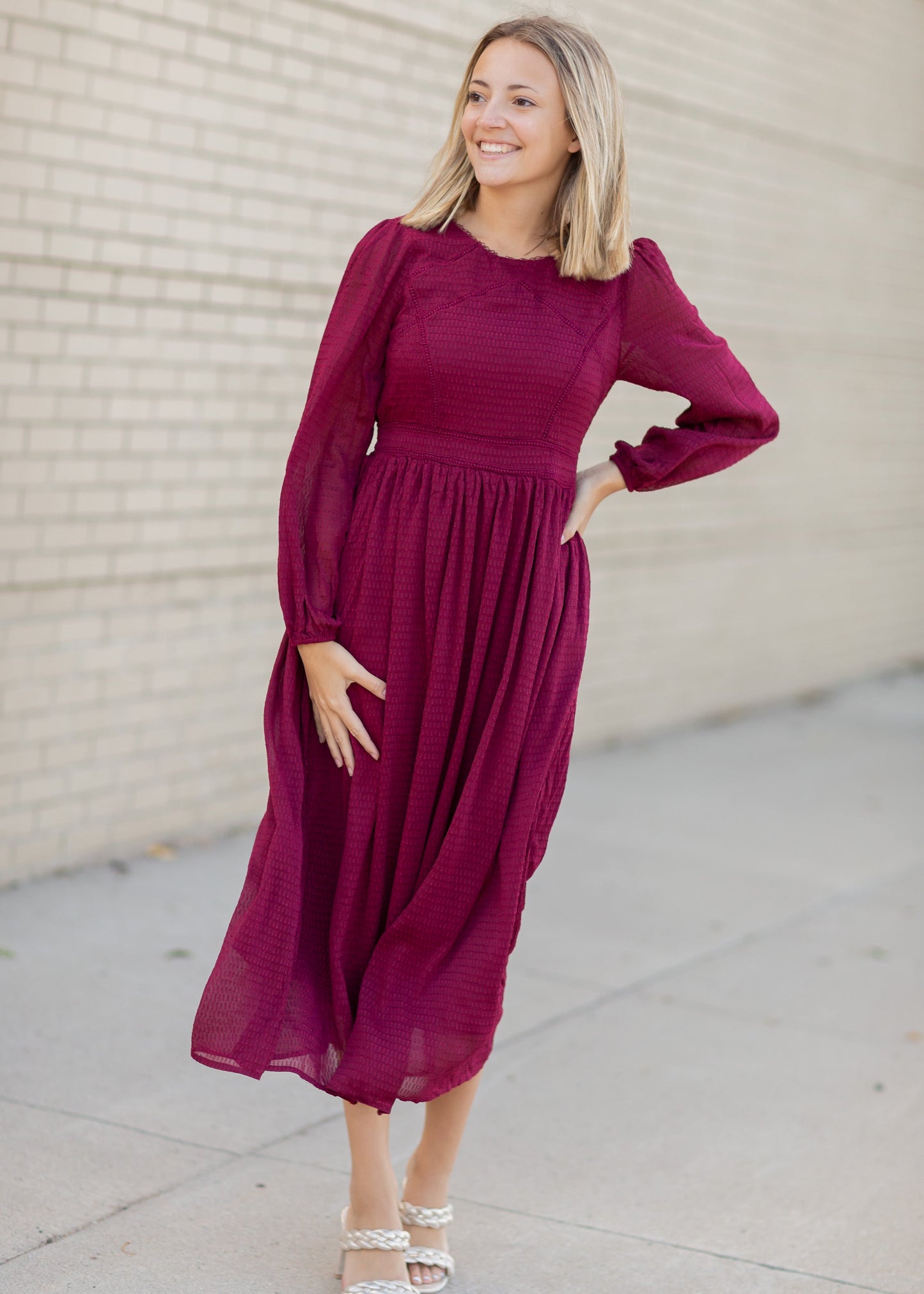 Lurex Midi Dress with Lace Trim Detail Dresses