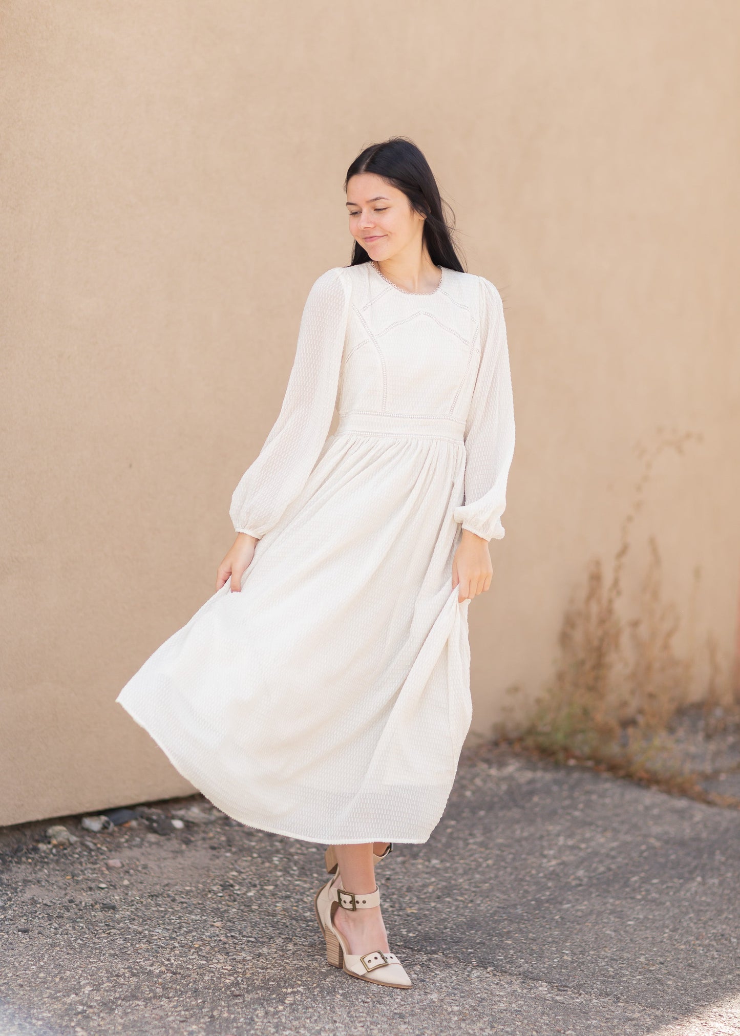 Lurex Midi Dress with Lace Trim Detail Dresses