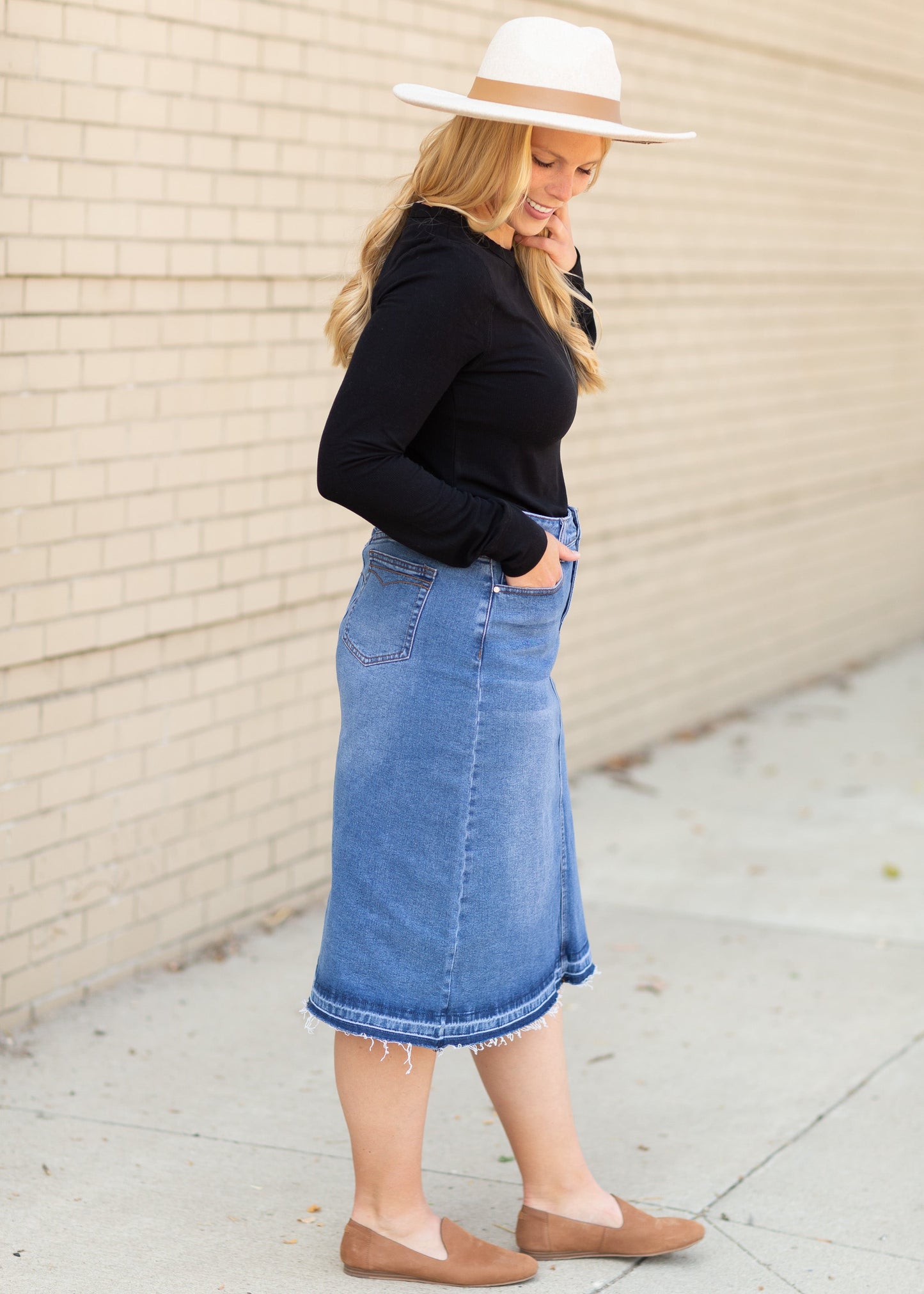 Marley A-line Midi Denim Skirt Skirts