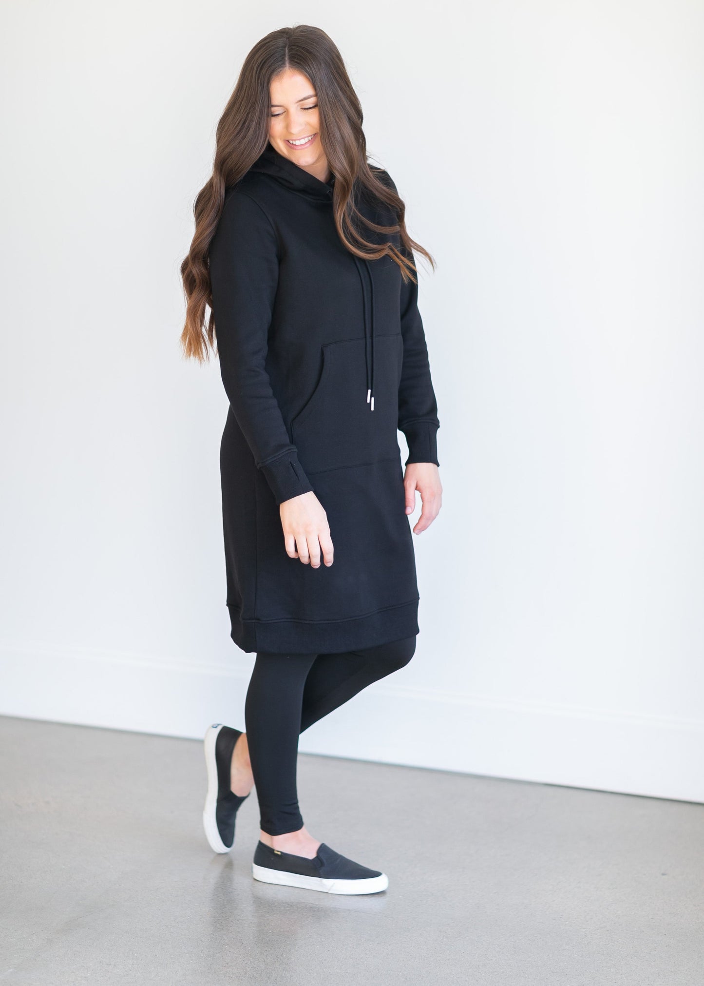 Marti Black Sweatshirt Midi Dress Dresses