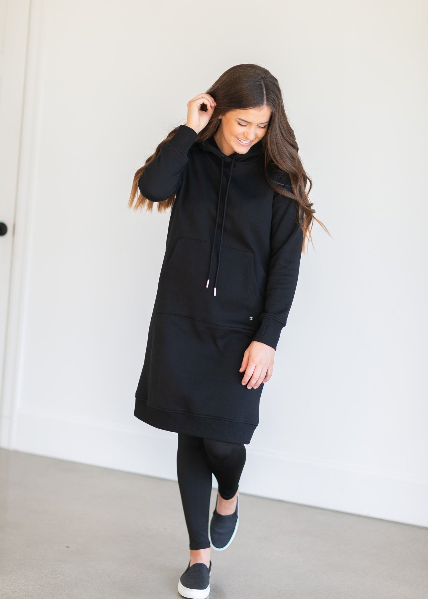 Marti Black Sweatshirt Midi Dress Dresses