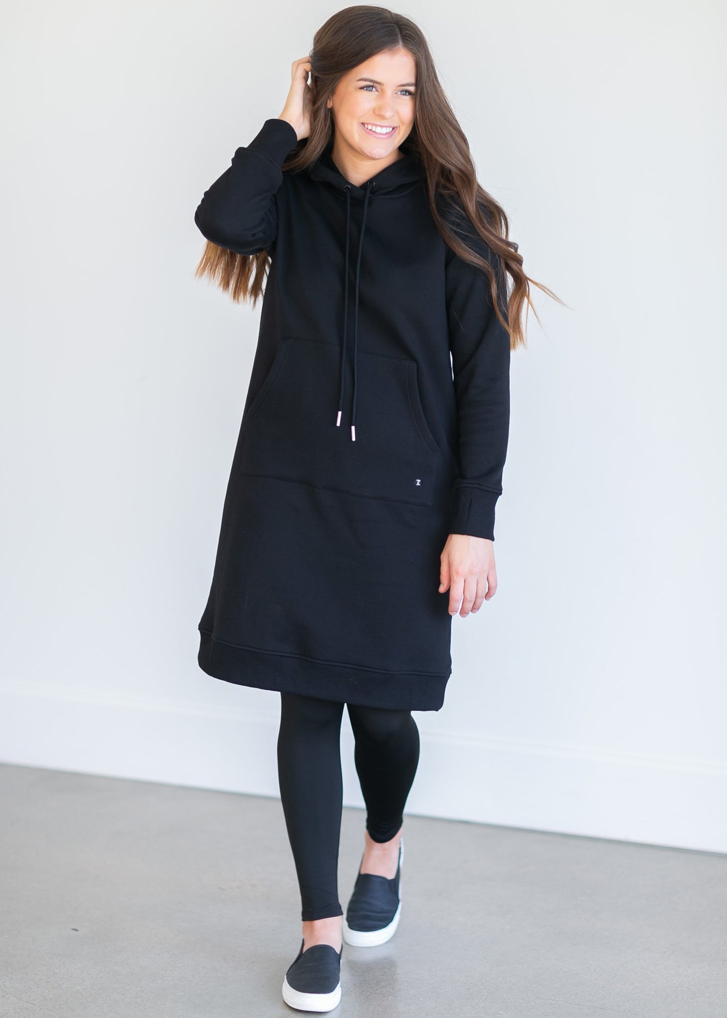 Marti Black Sweatshirt Midi Dress Dresses