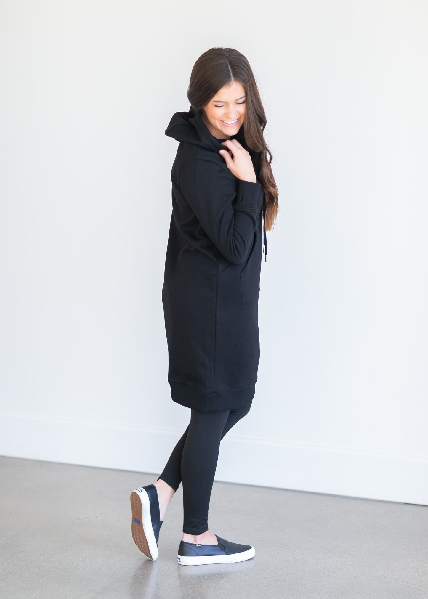 Marti Black Sweatshirt Midi Dress Dresses