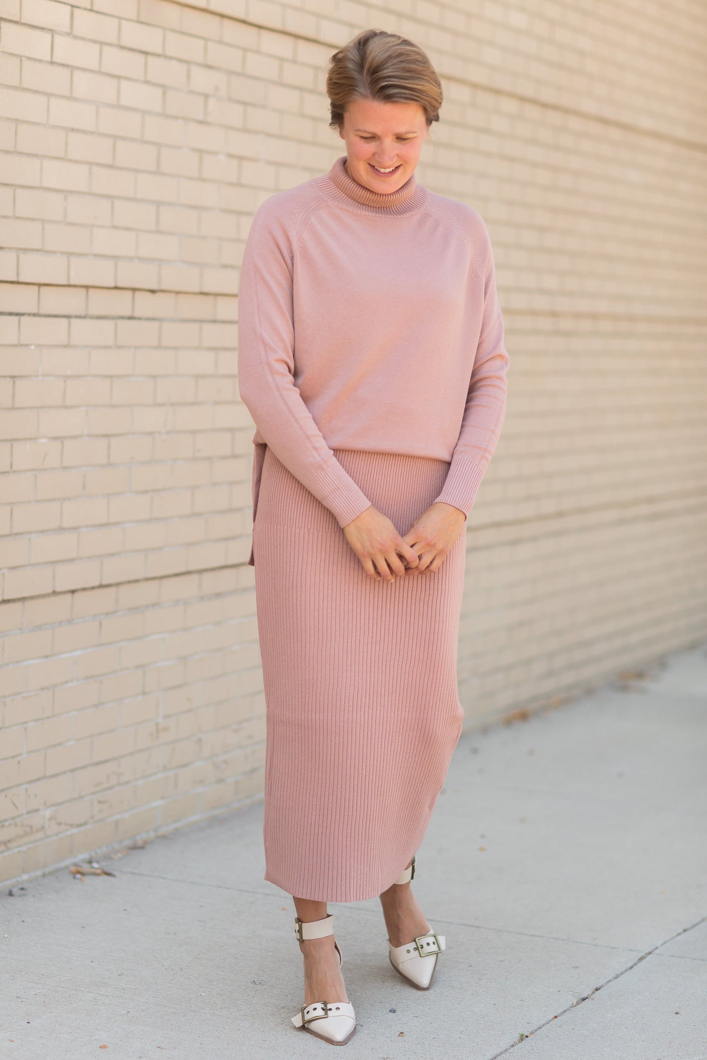 Mauve High Neck Sweater Tops