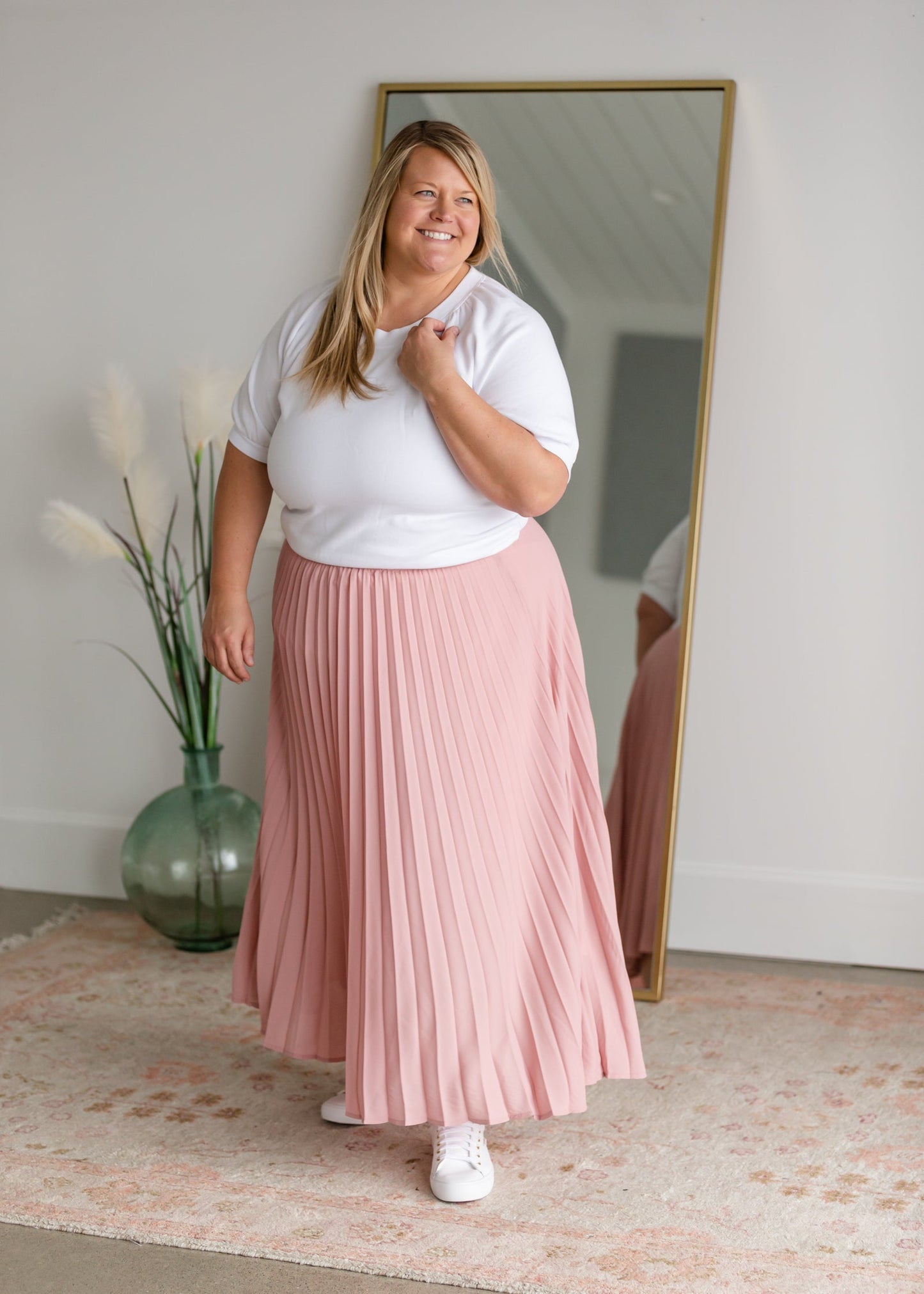 Mauve Pleated Midi Skirt Skirts Les Amis